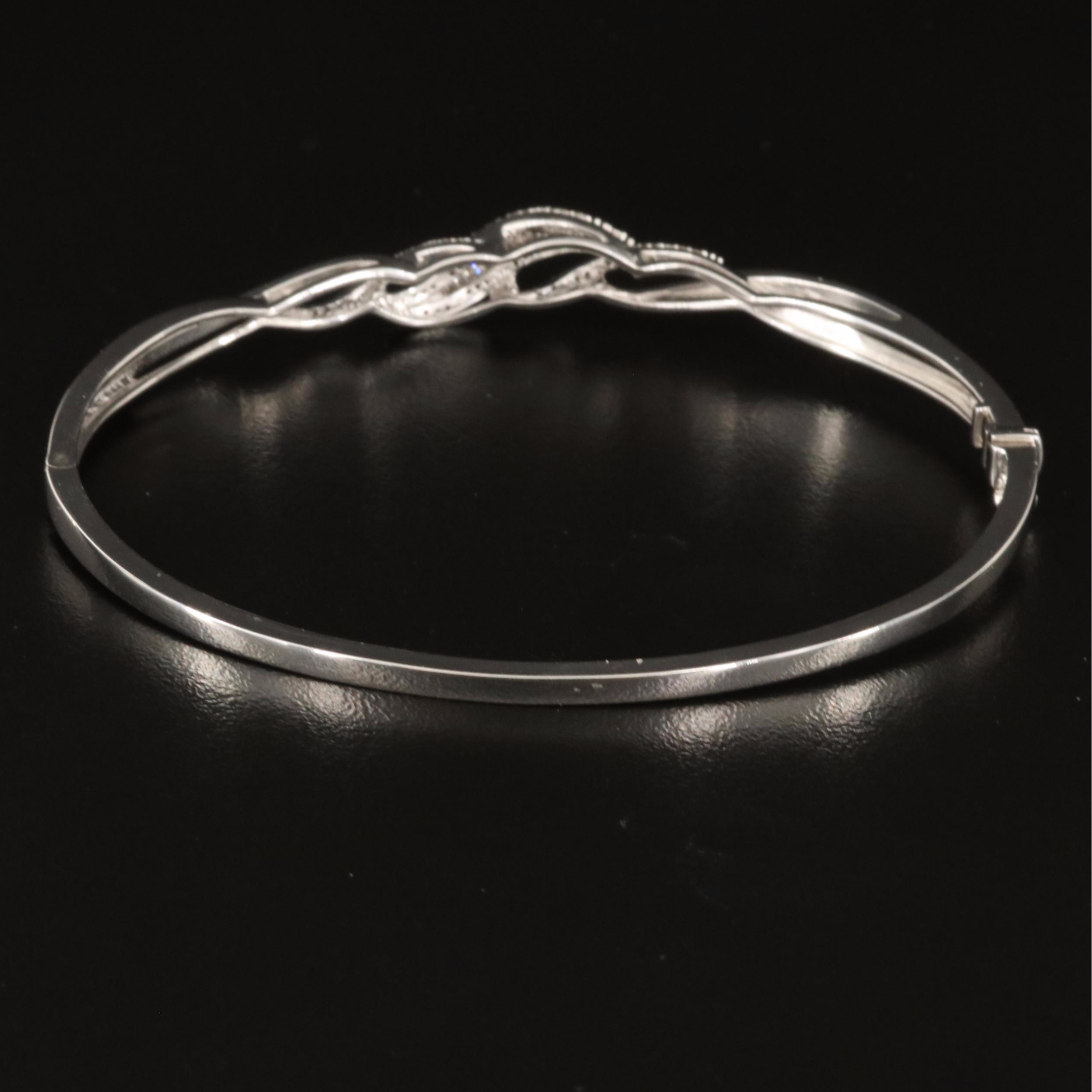 Sterling Diamond Hinged Bangle