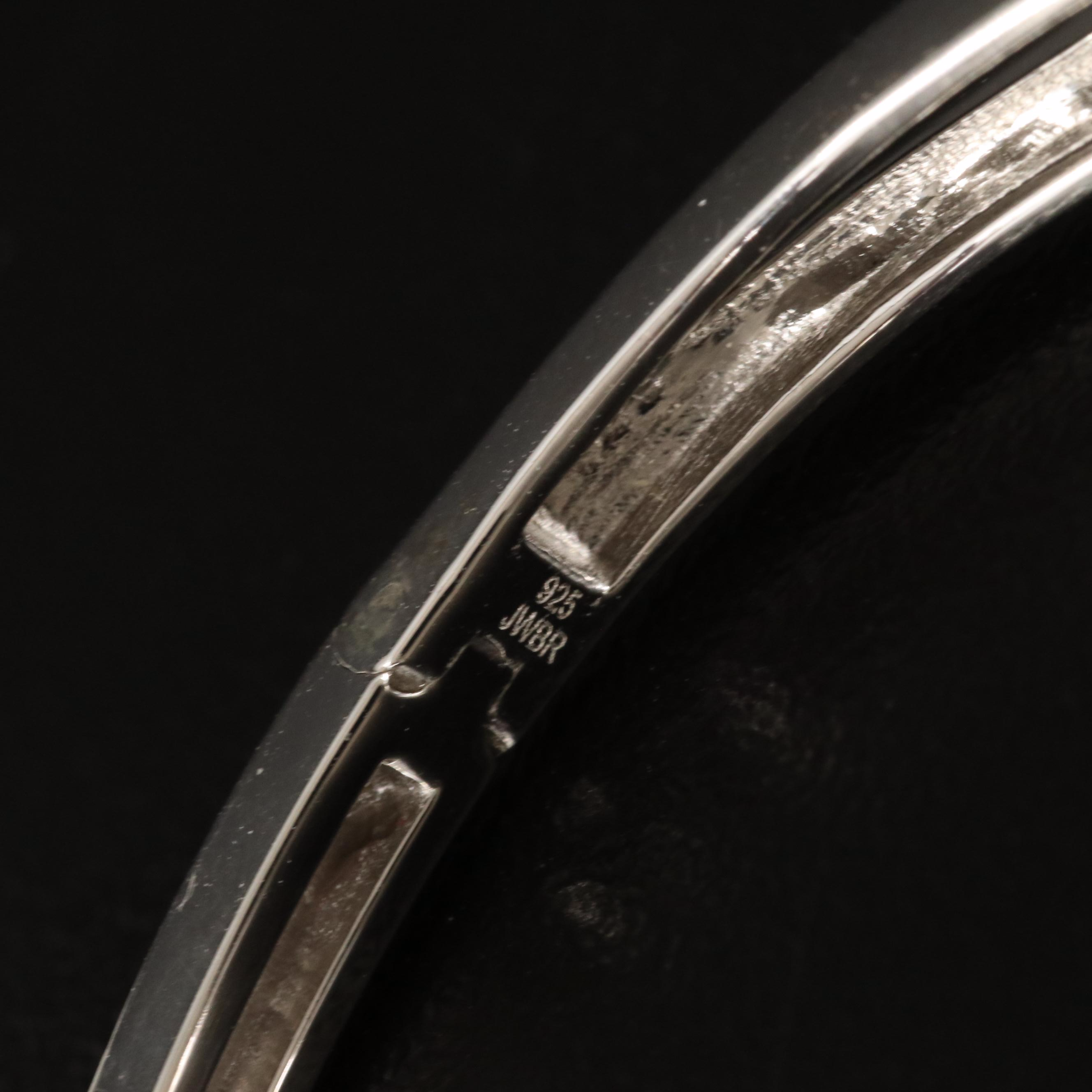 Sterling Diamond Hinged Bangle