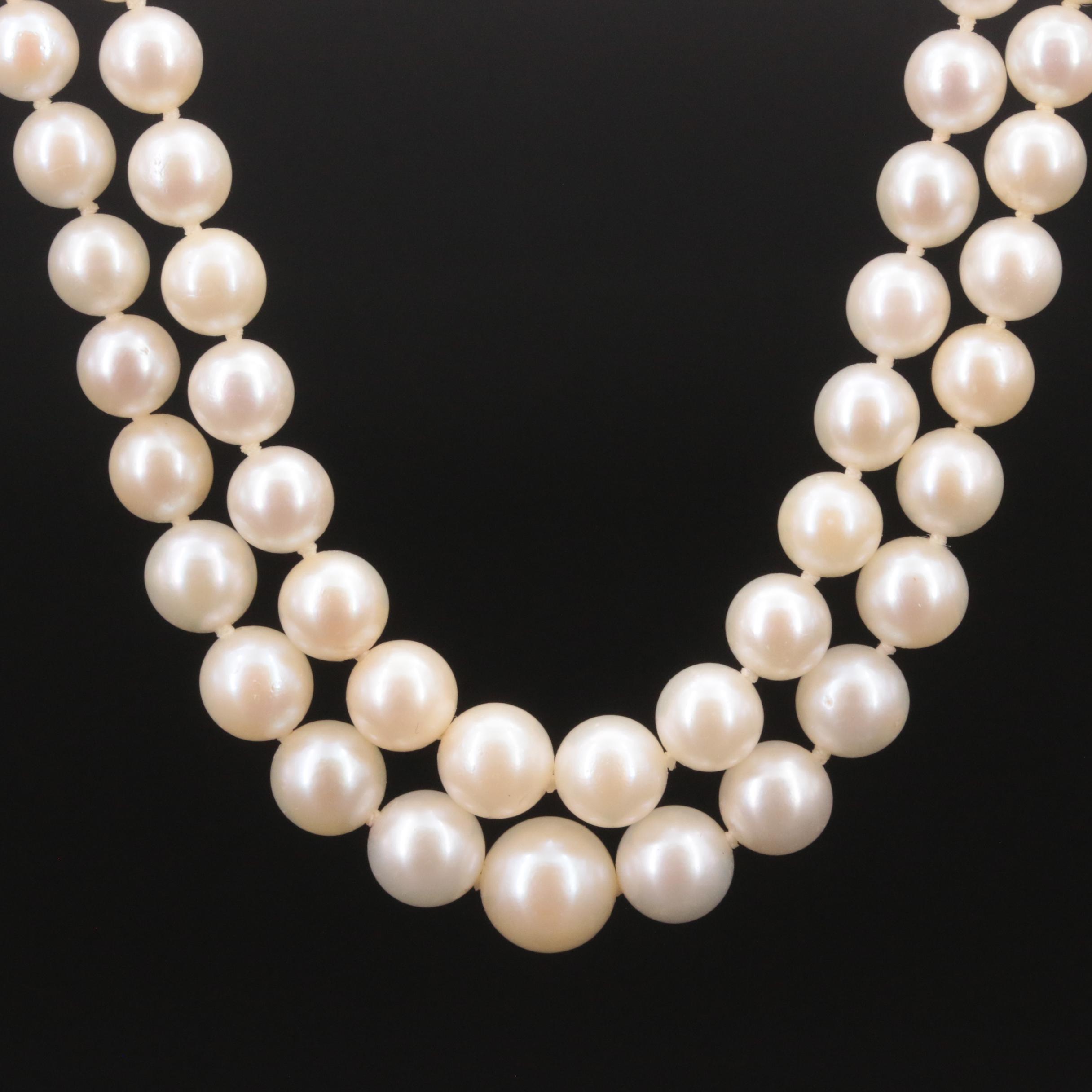 Pearl Double Strand Necklace with 14K Clasp