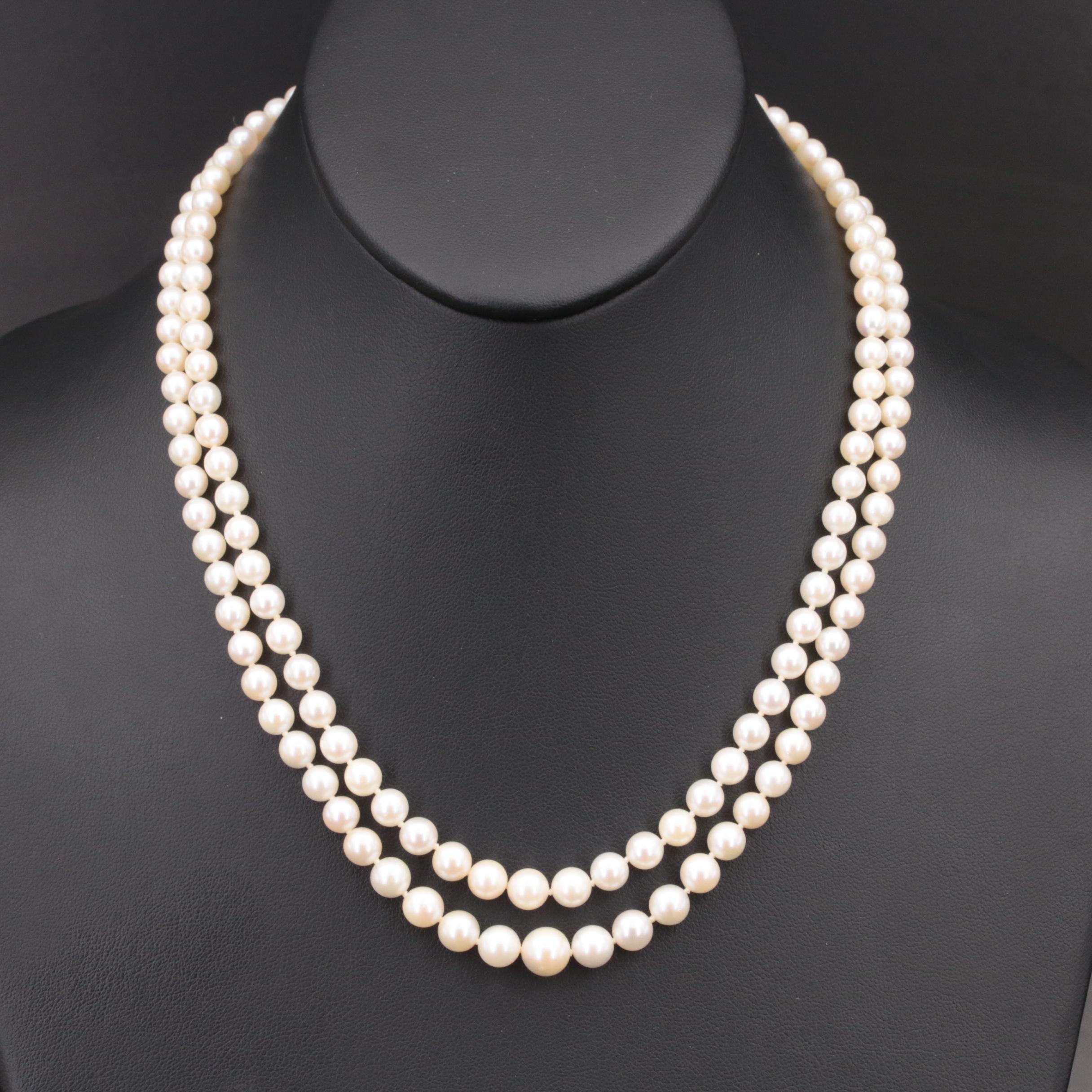 Pearl Double Strand Necklace with 14K Clasp