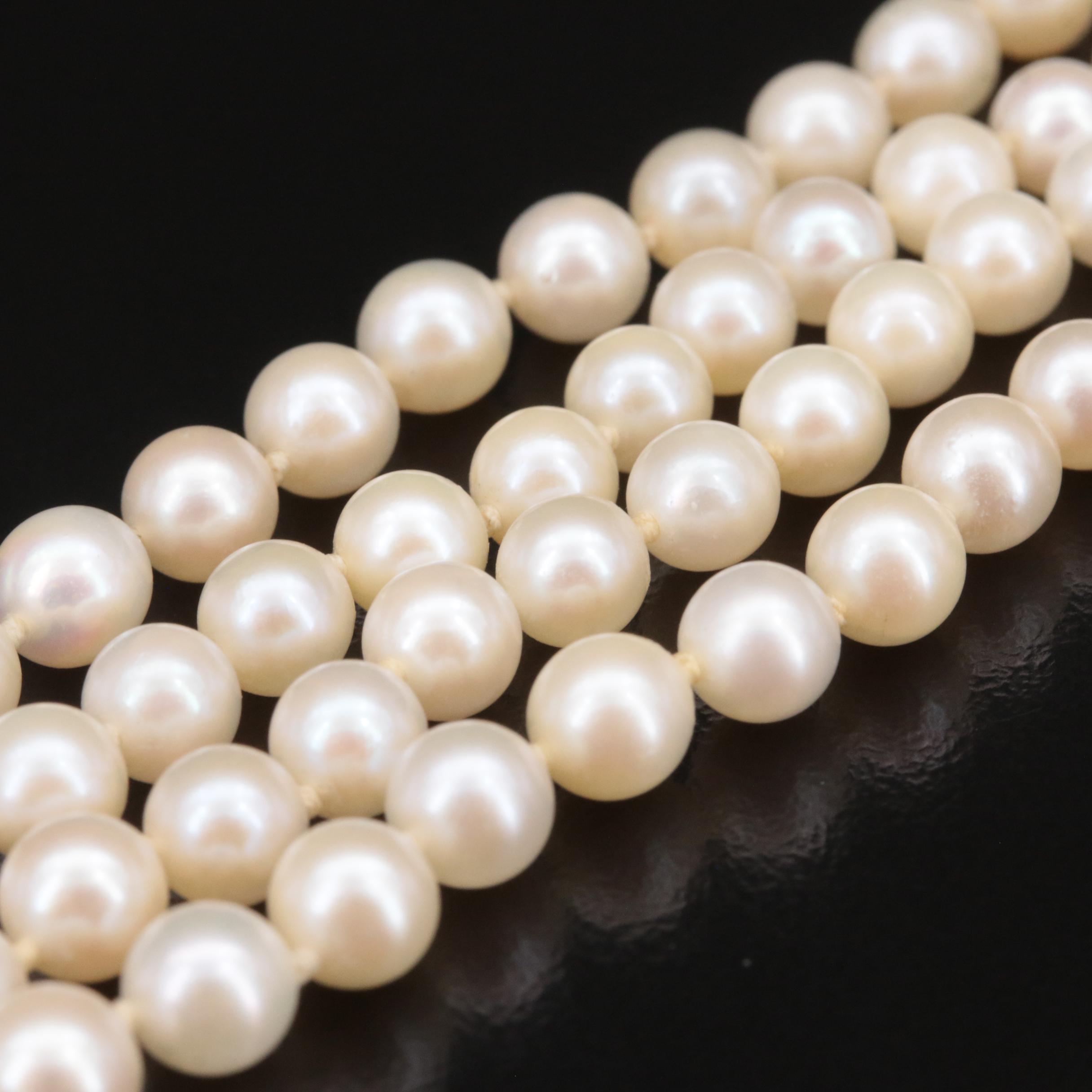 Pearl Double Strand Necklace with 14K Clasp