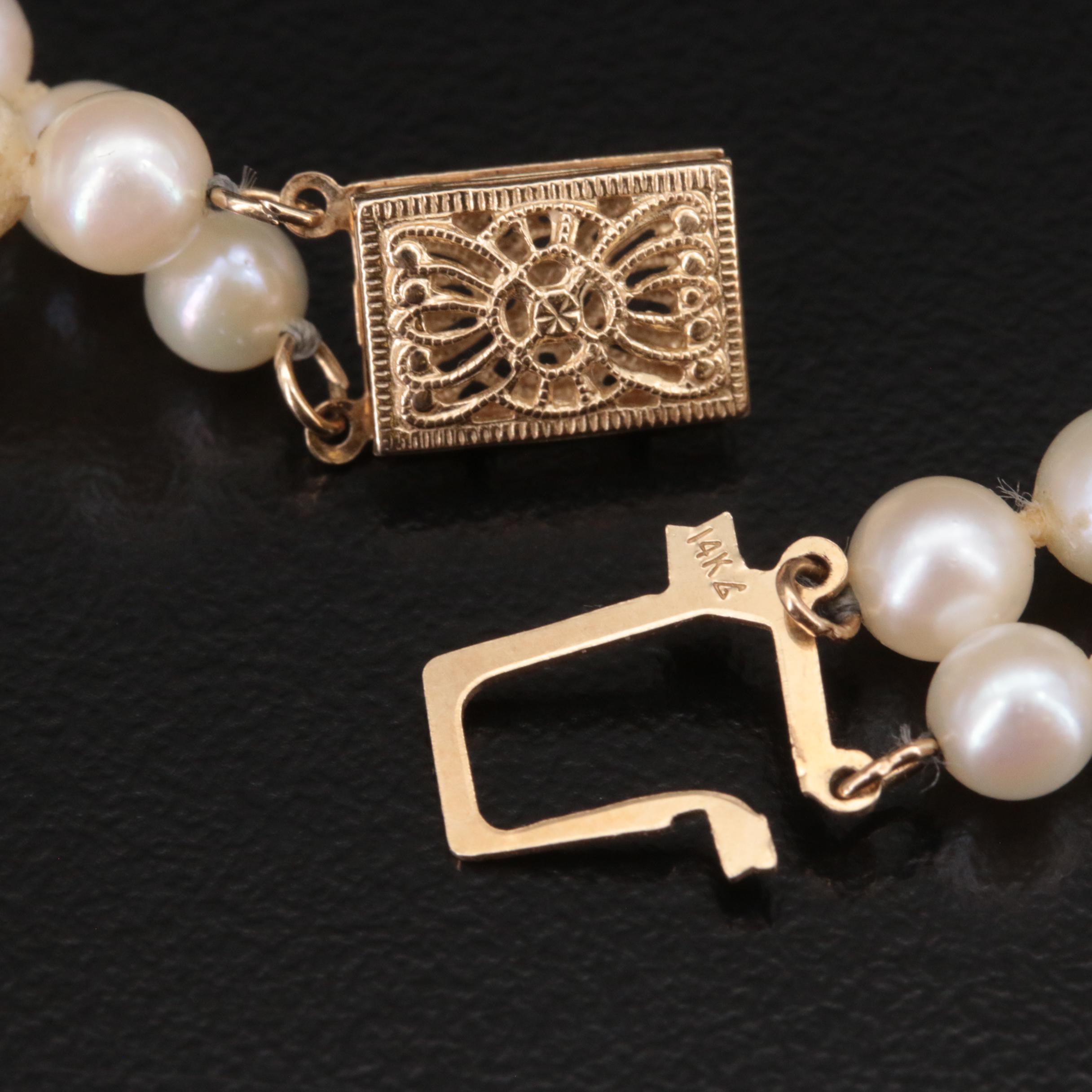 Pearl Double Strand Necklace with 14K Clasp