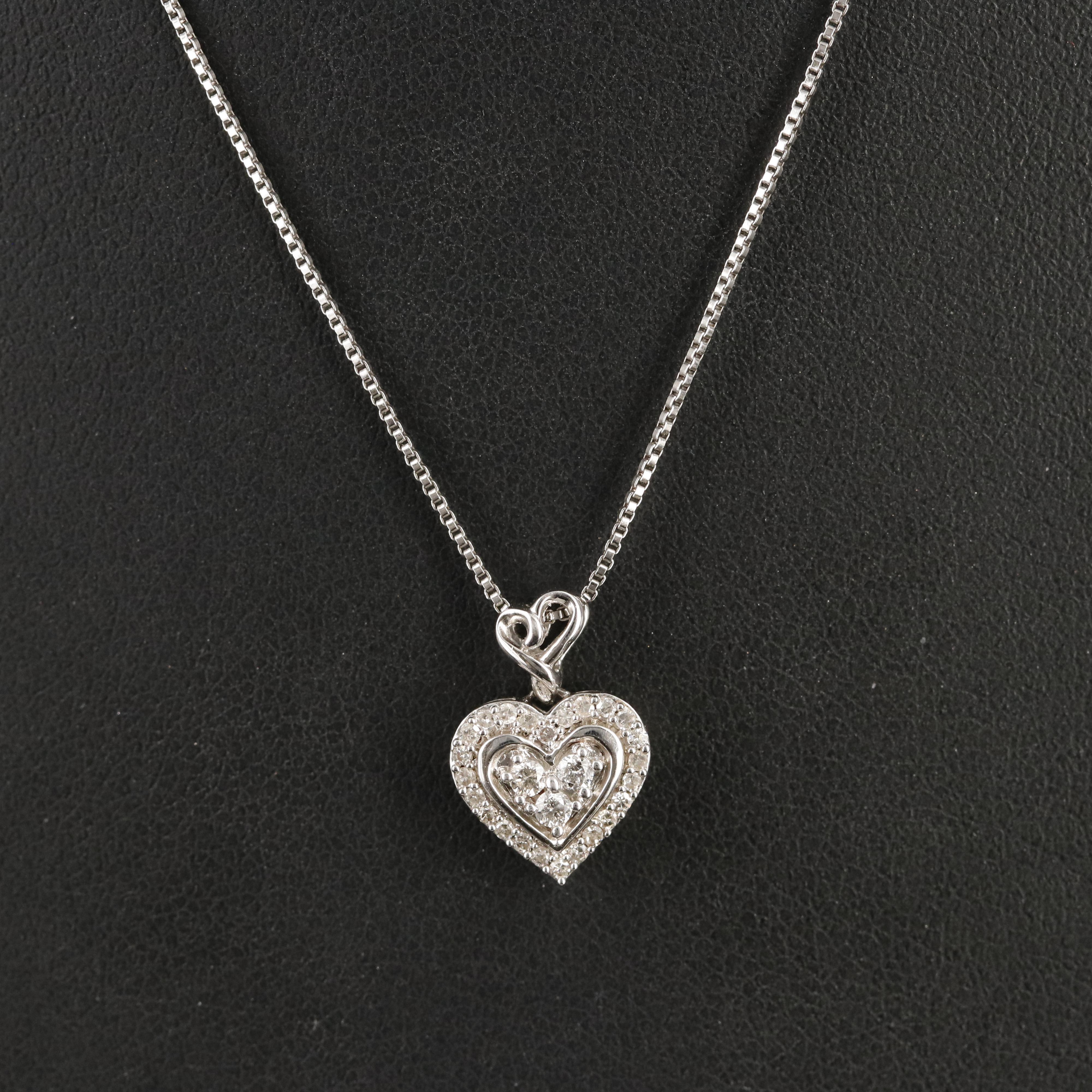 Sterling Diamond Heart Pendant Necklace