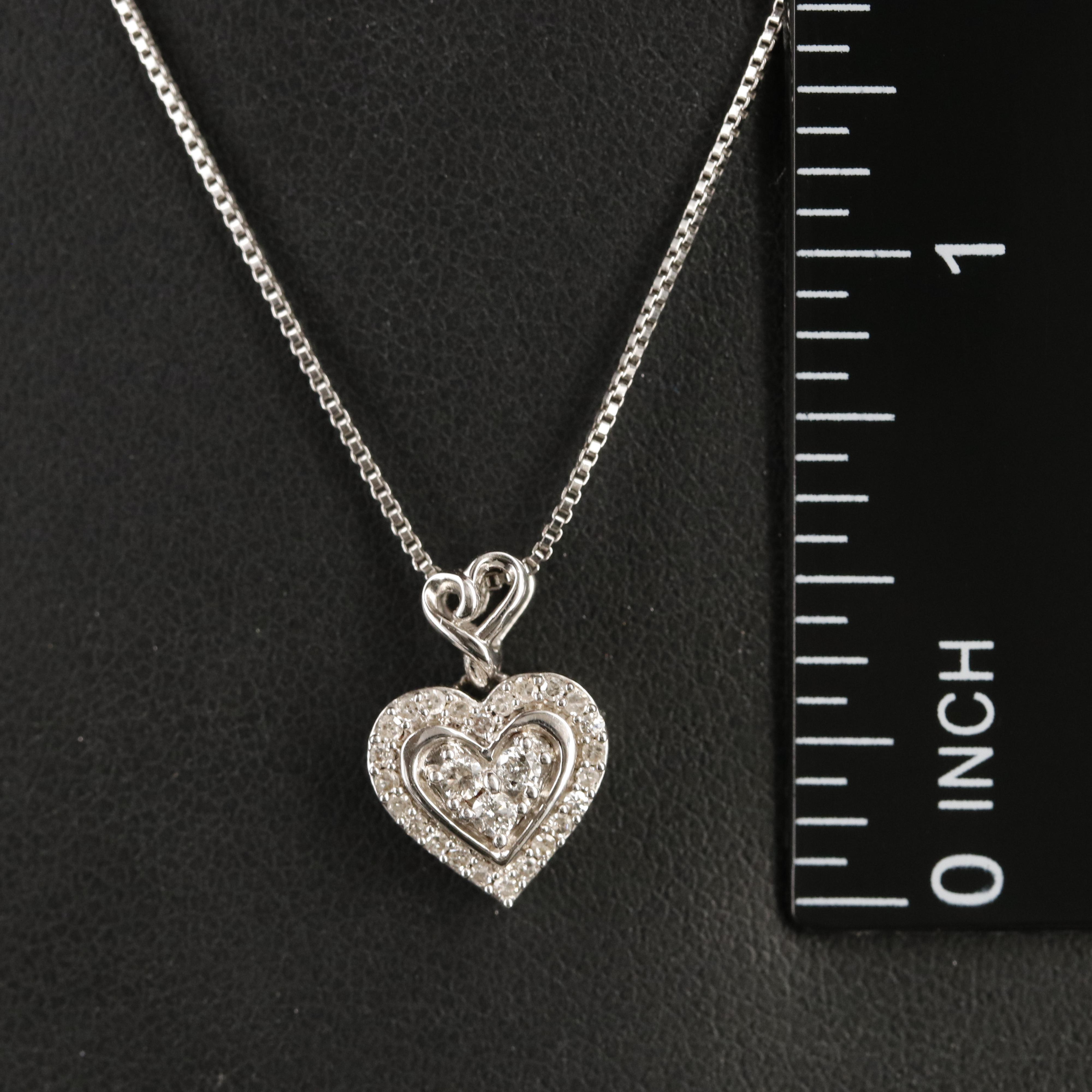 Sterling Diamond Heart Pendant Necklace