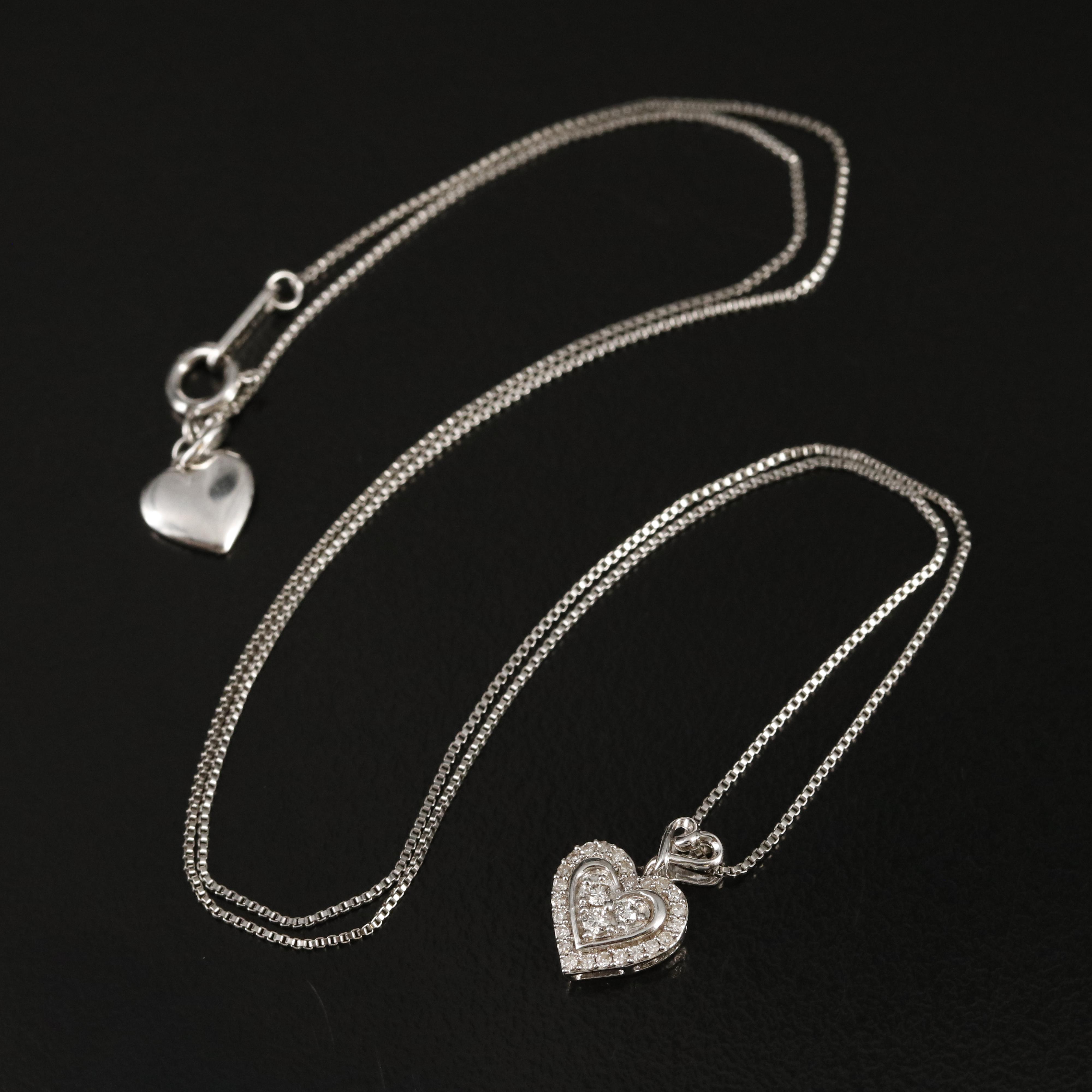 Sterling Diamond Heart Pendant Necklace