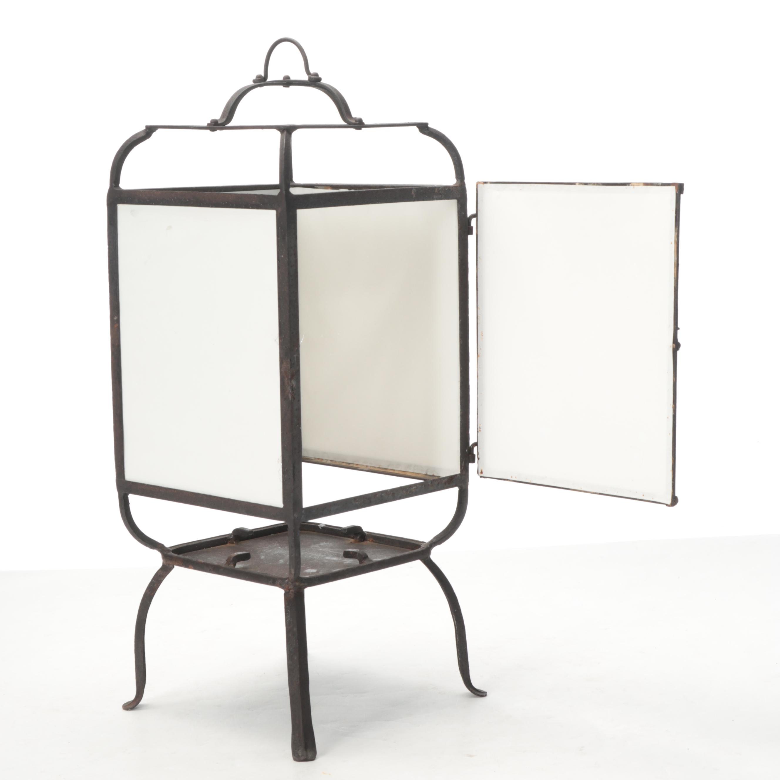 Japanese Wrought Iron Hanging and Table Lanterns, Mid to Late 20th Century