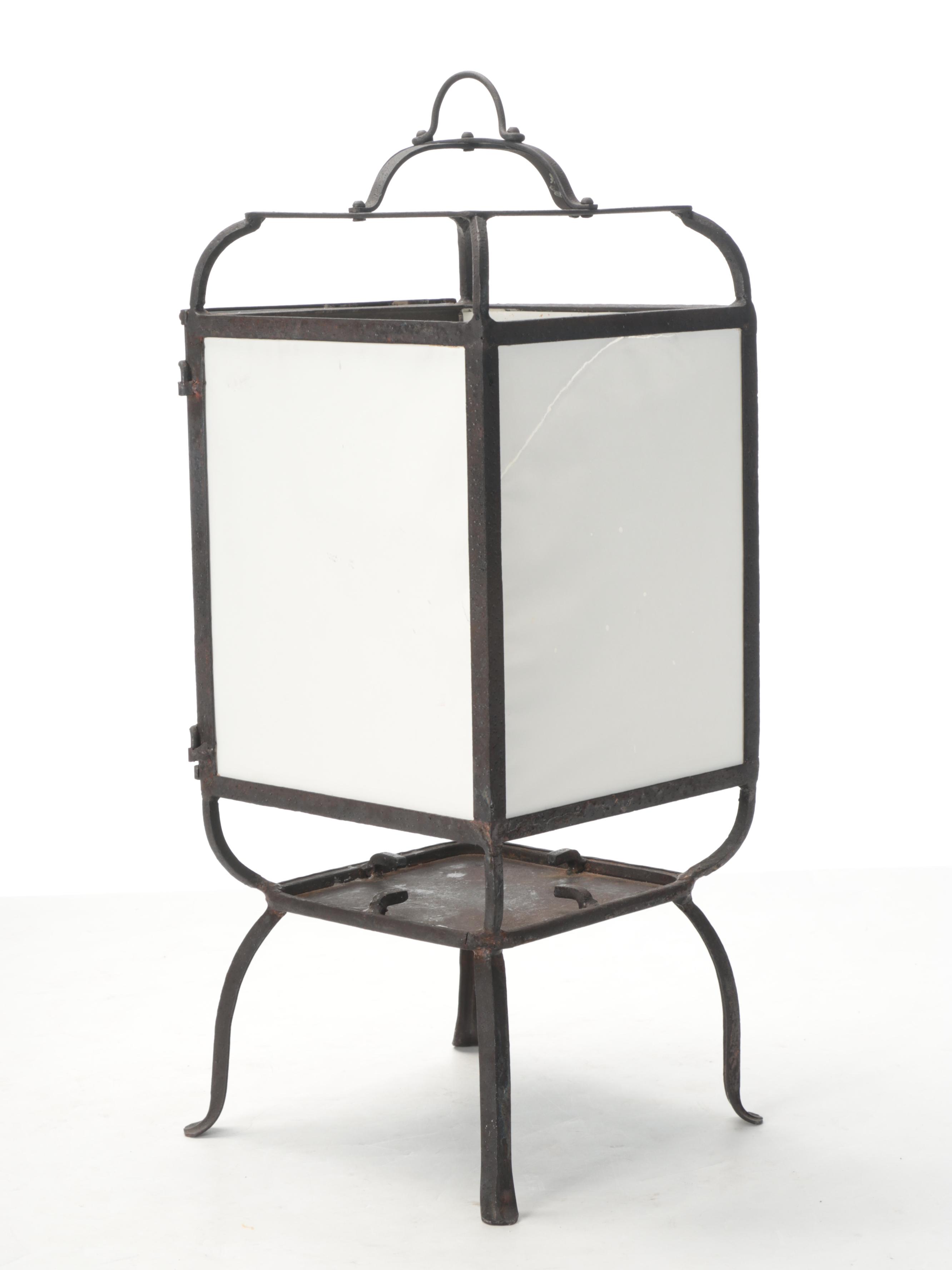 Japanese Wrought Iron Hanging and Table Lanterns, Mid to Late 20th Century