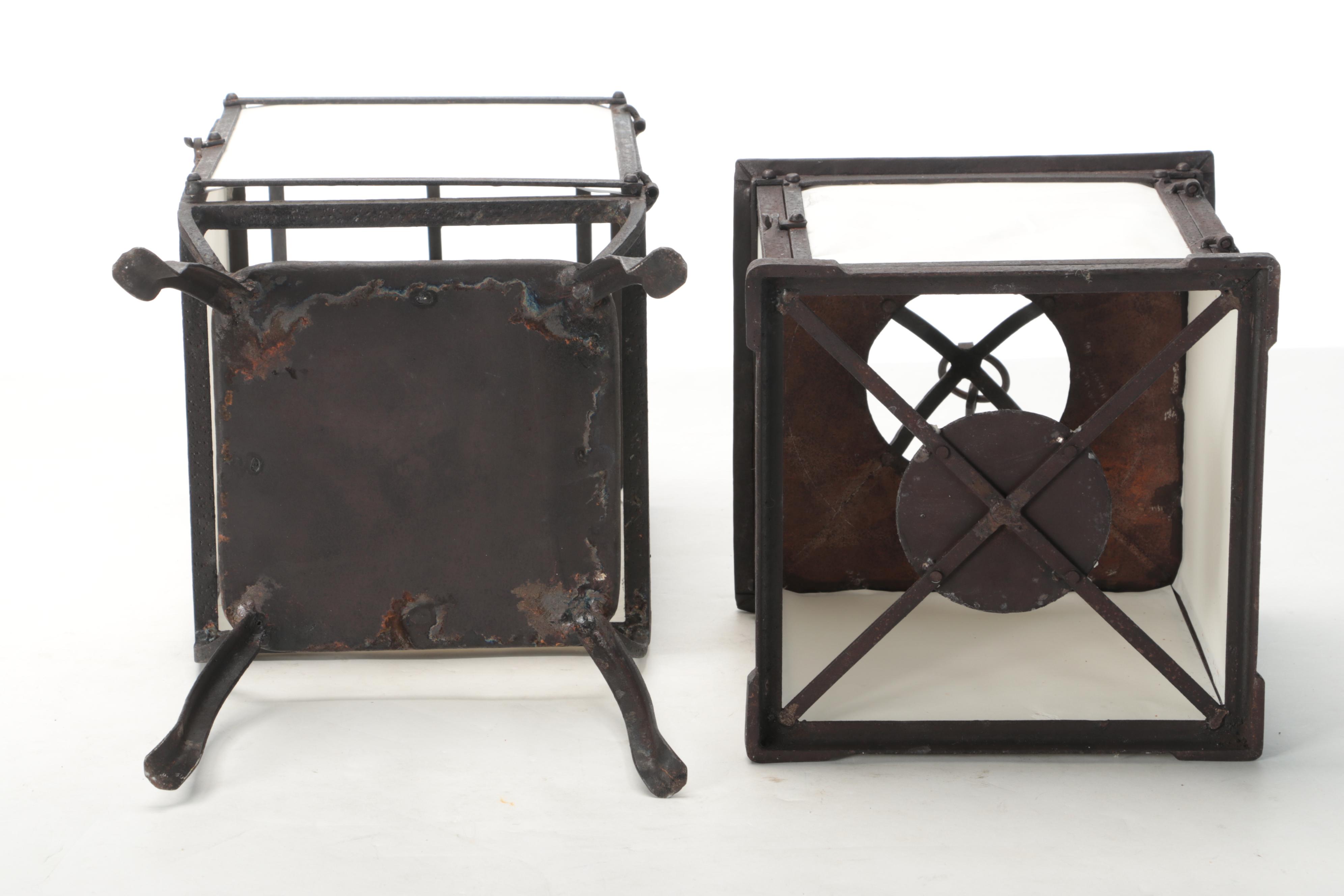 Japanese Wrought Iron Hanging and Table Lanterns, Mid to Late 20th Century