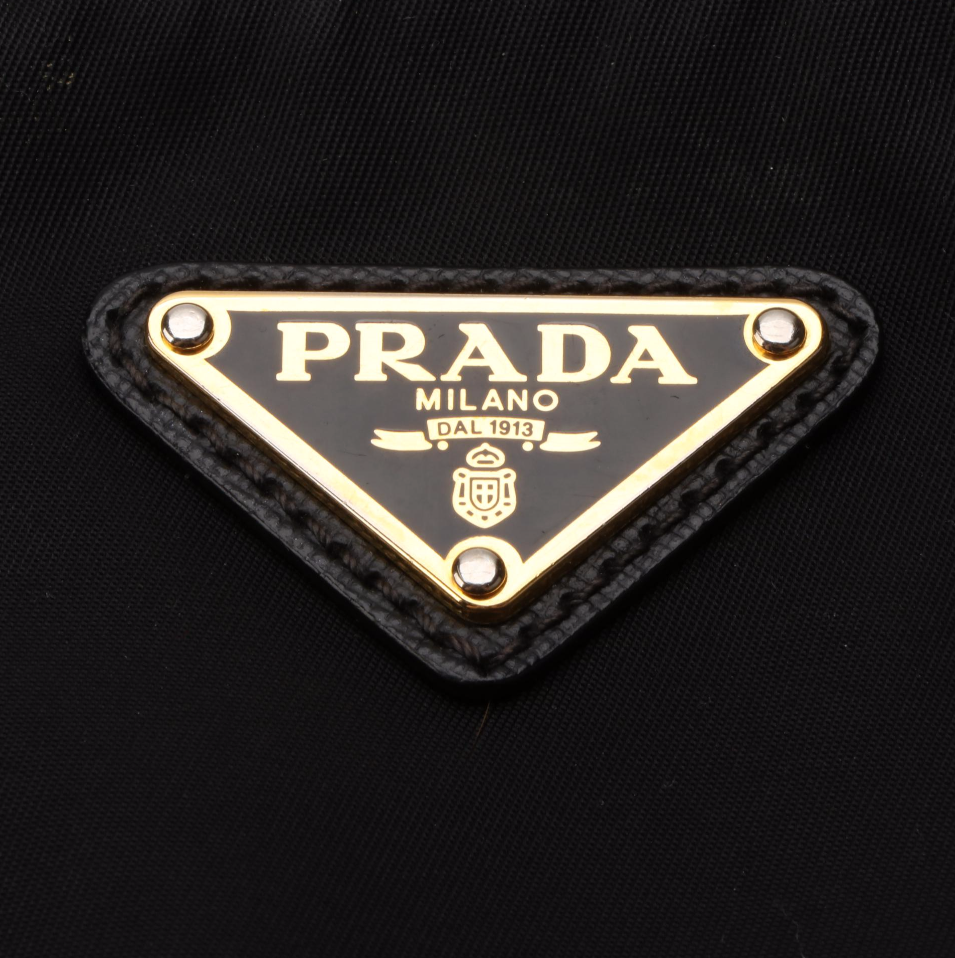 Prada Front Pocket Top Zip Crossbody Bag in Nylon and Saffiano Leather