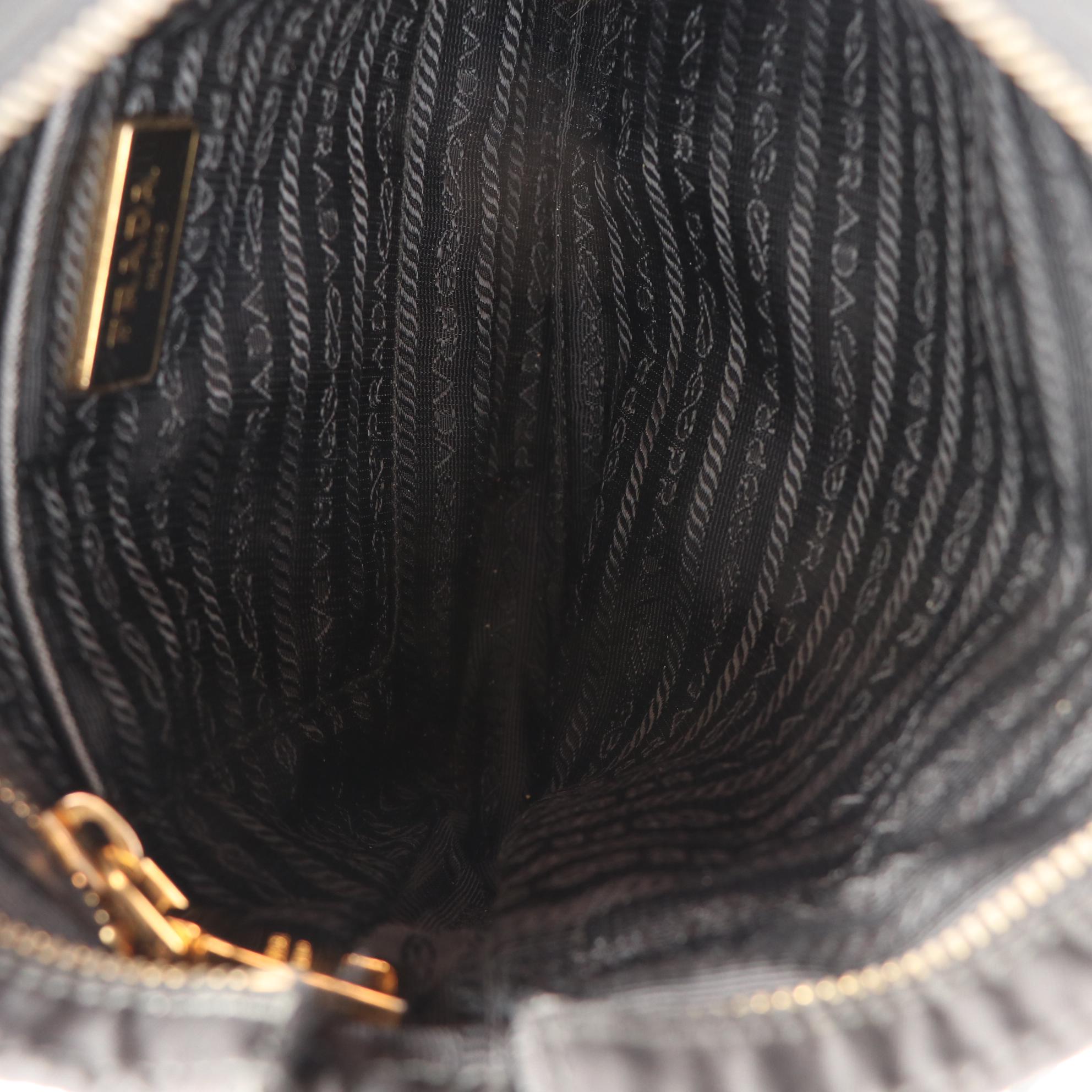 Prada Front Pocket Top Zip Crossbody Bag in Nylon and Saffiano Leather