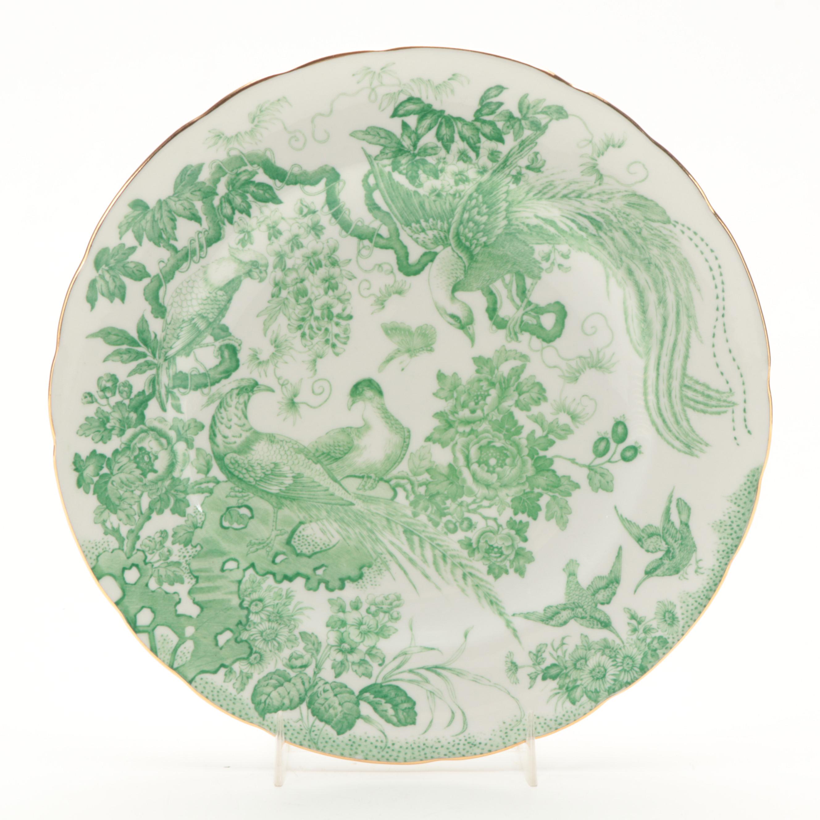 Royal Crown Derby "Green Aves" Bone China Luncheon Plates, 1956-1965