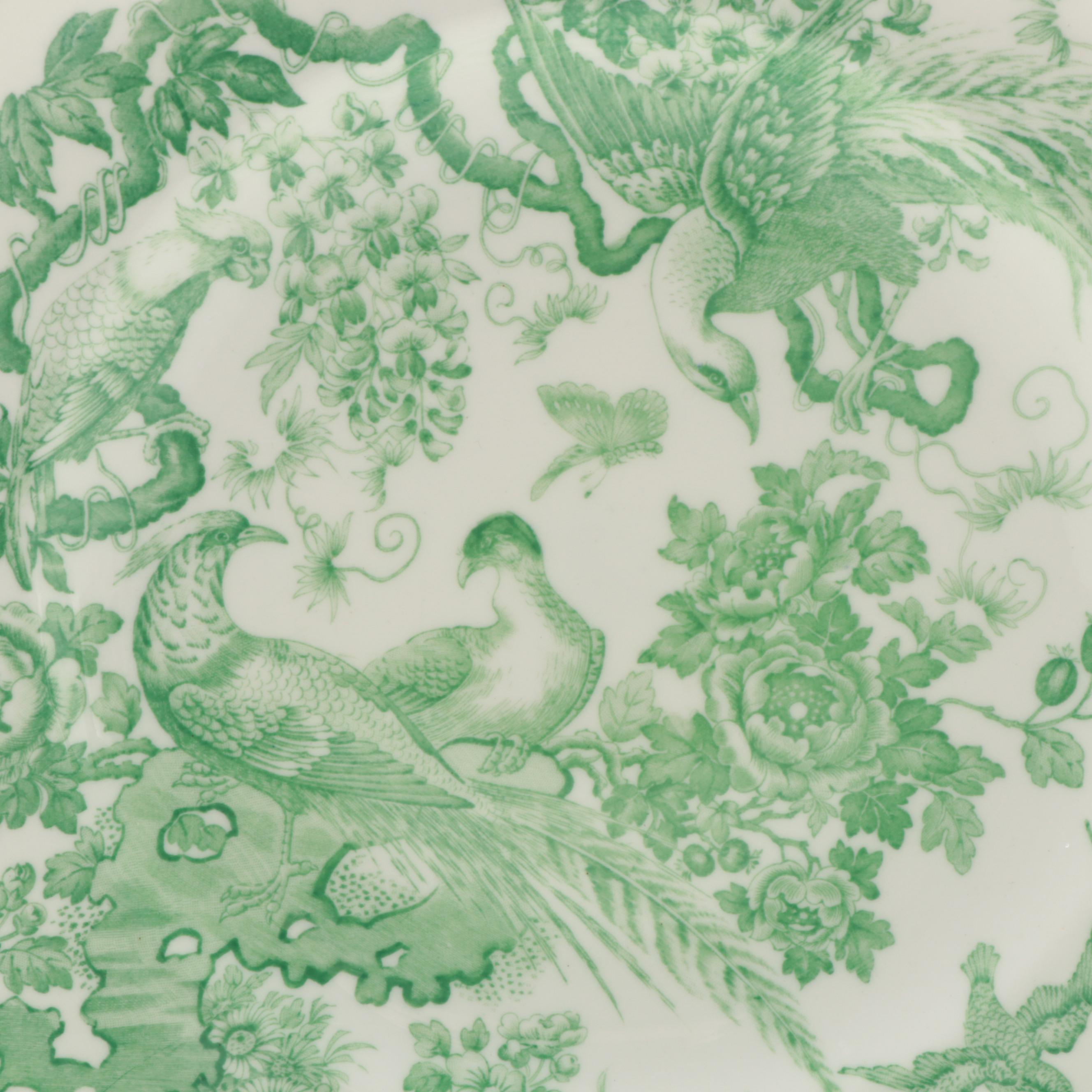 Royal Crown Derby "Green Aves" Bone China Luncheon Plates, 1956-1965