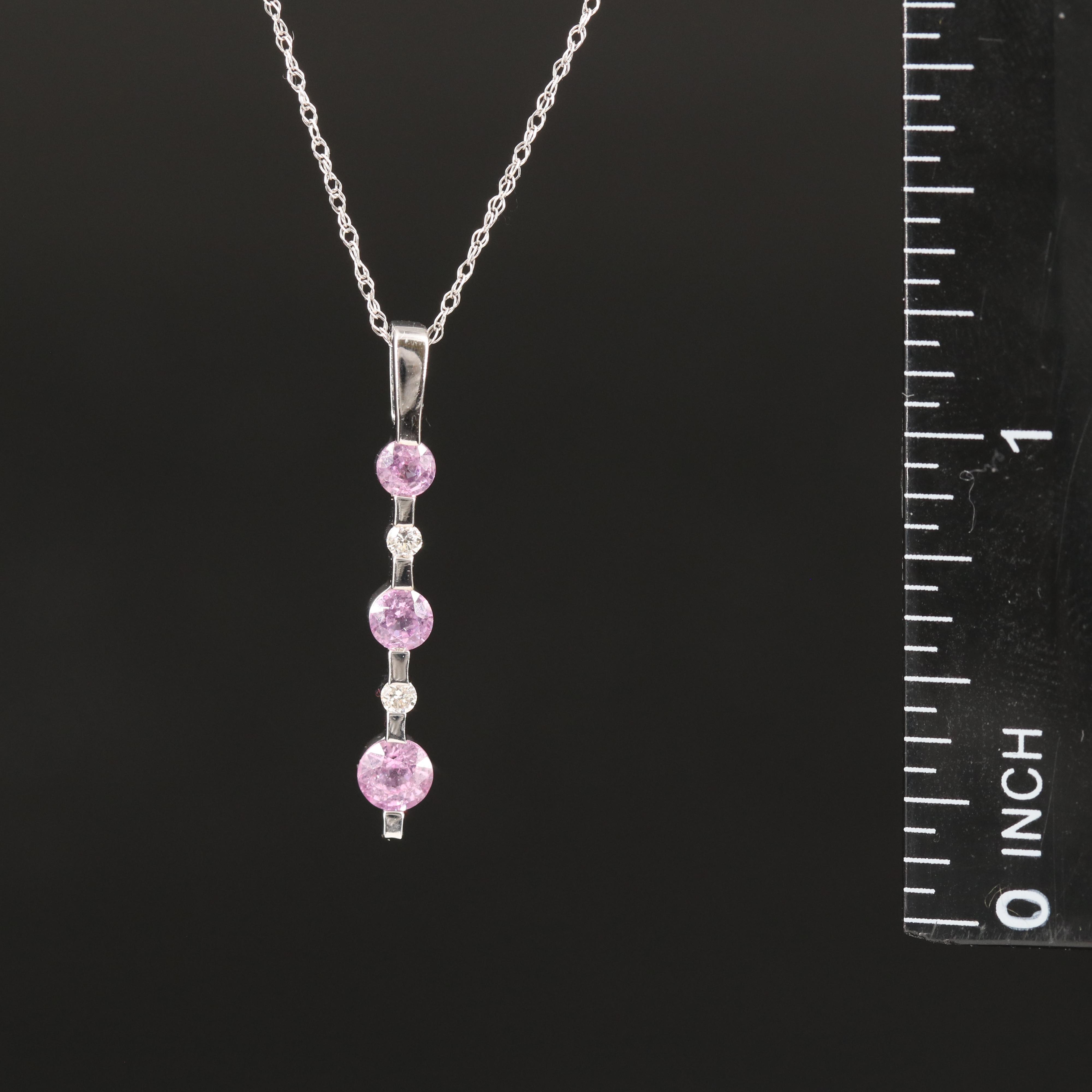 14K Pink Sapphire and Diamond Pendant Necklace