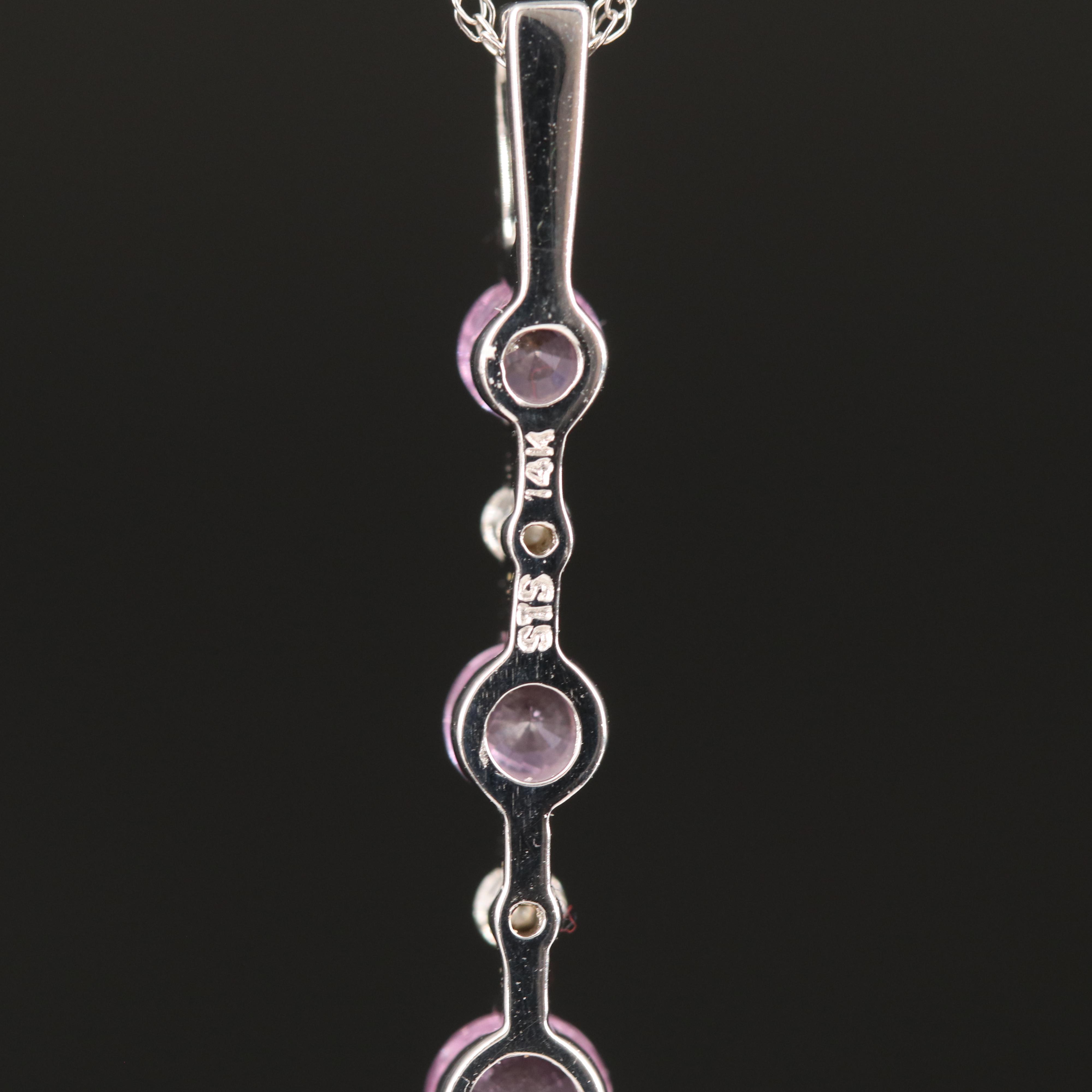 14K Pink Sapphire and Diamond Pendant Necklace