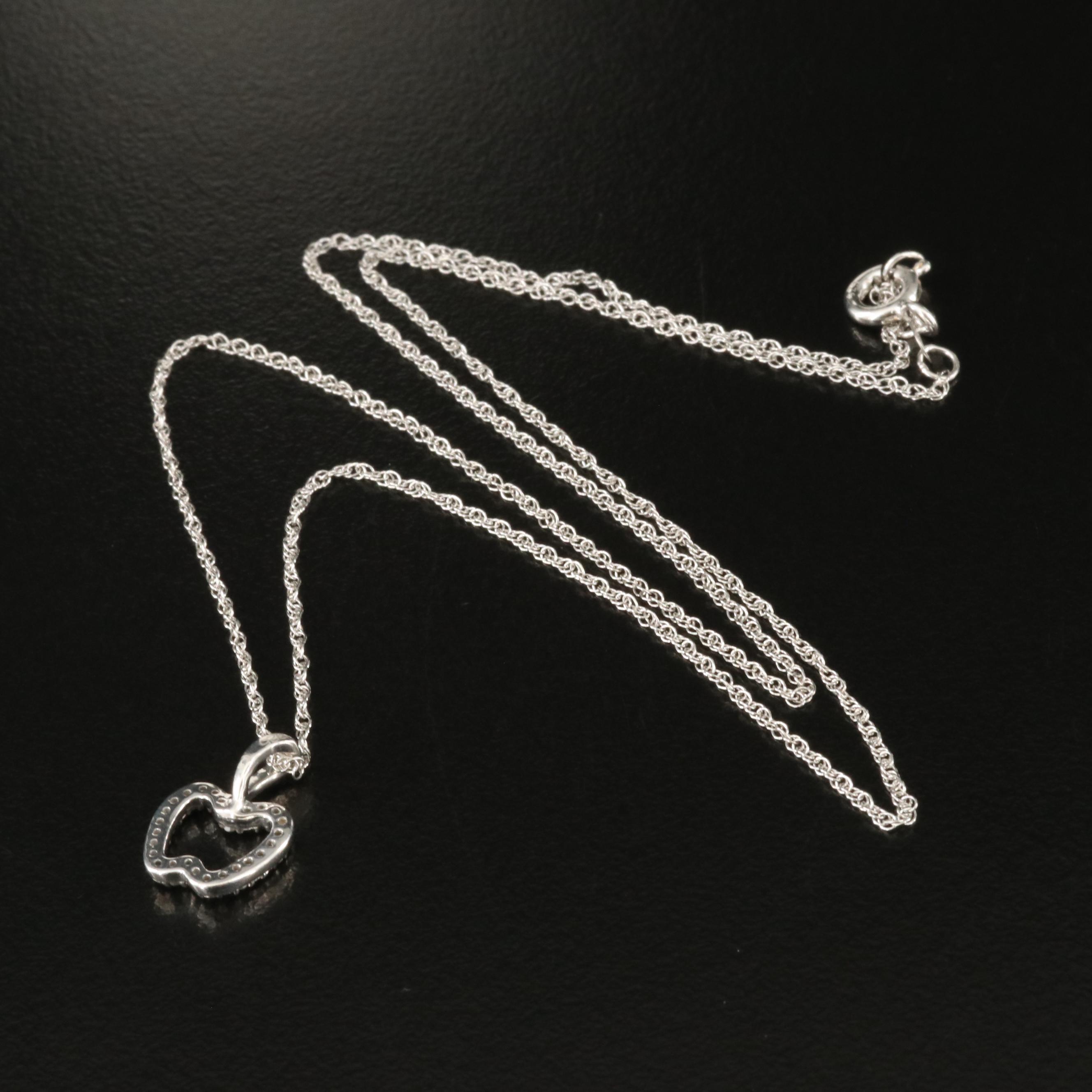 Sterling Diamond Apple Pendant Necklace