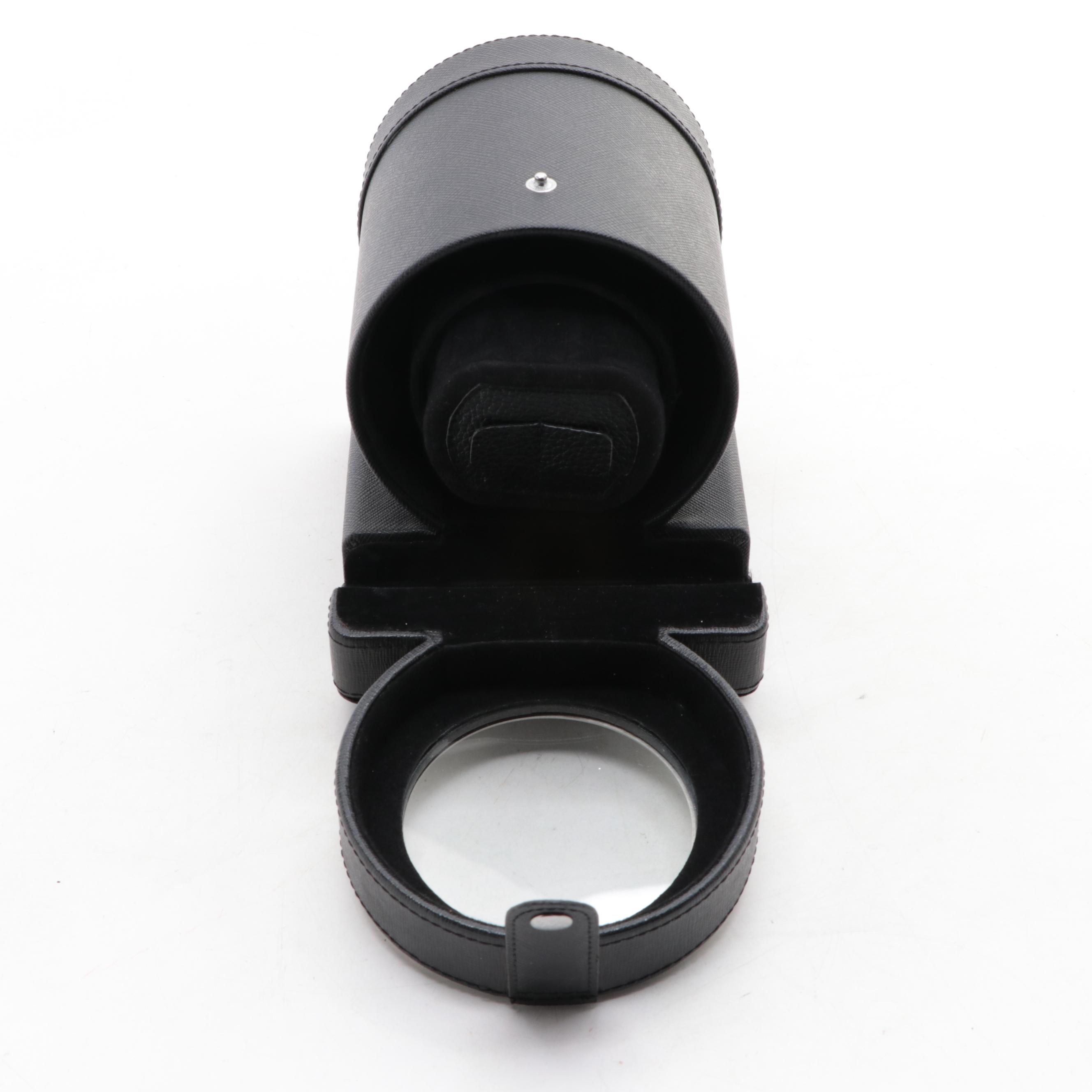 Bey-Berk Leather Single Watch Winder with Black Faux Leather Watch Case