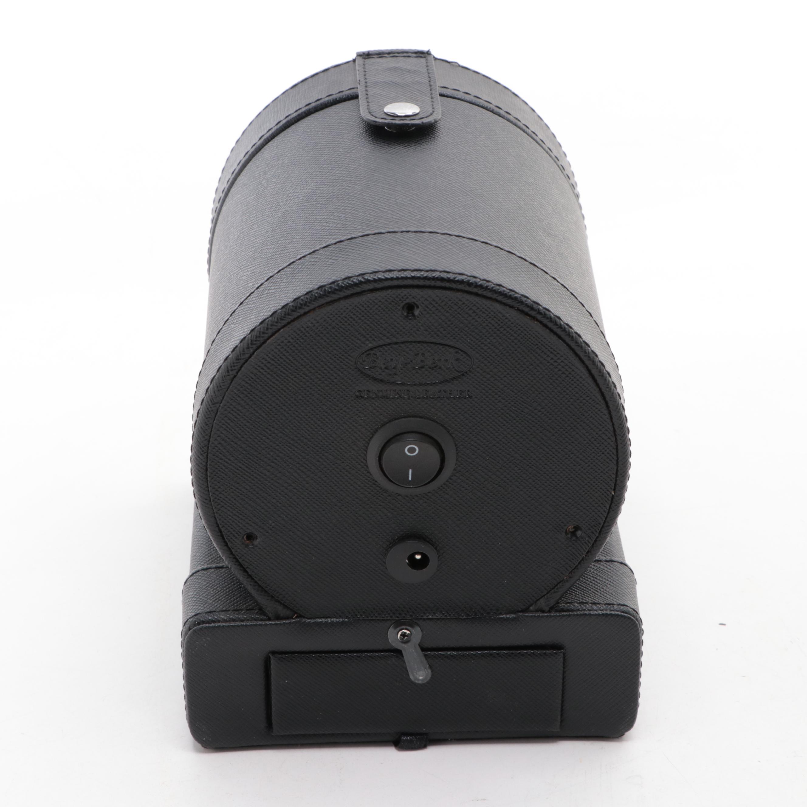 Bey-Berk Leather Single Watch Winder with Black Faux Leather Watch Case
