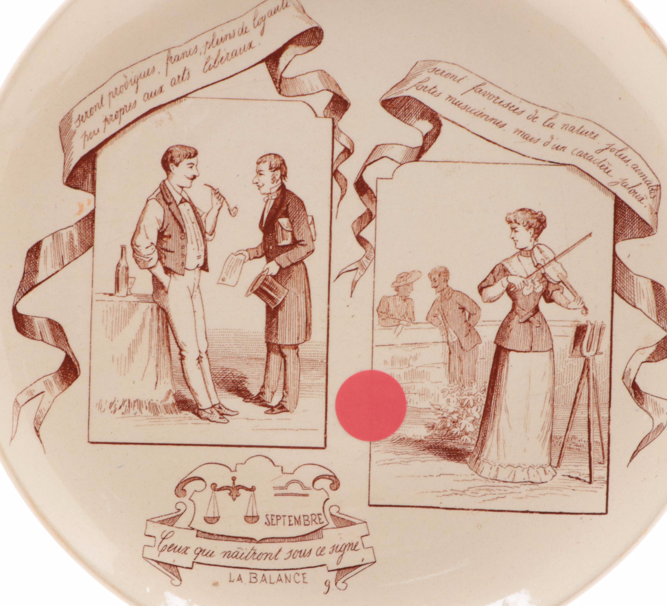 Creil et Montereau "Horoscopes" Ironstone Cancer and Libra Collector Plates