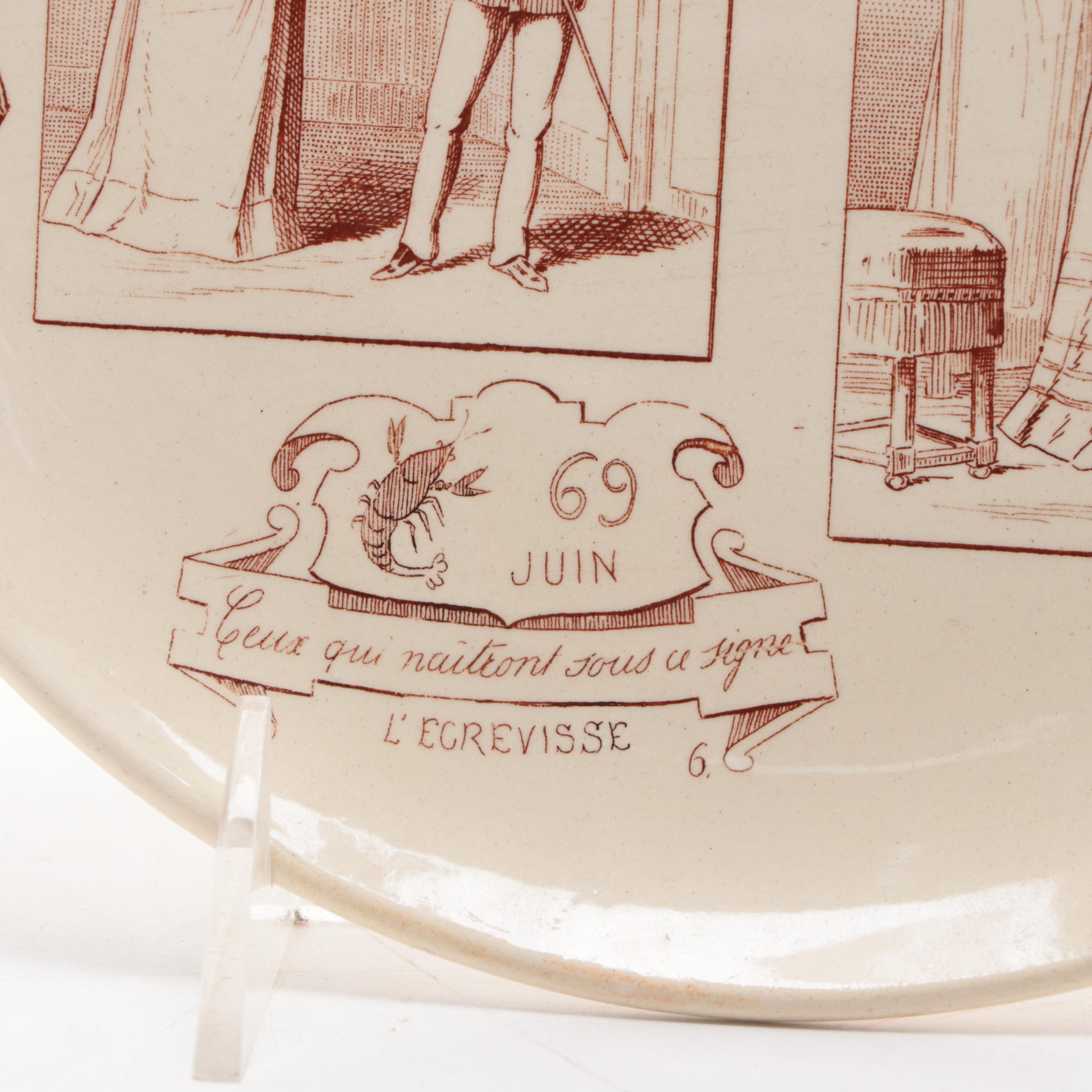 Creil et Montereau "Horoscopes" Ironstone Cancer and Libra Collector Plates