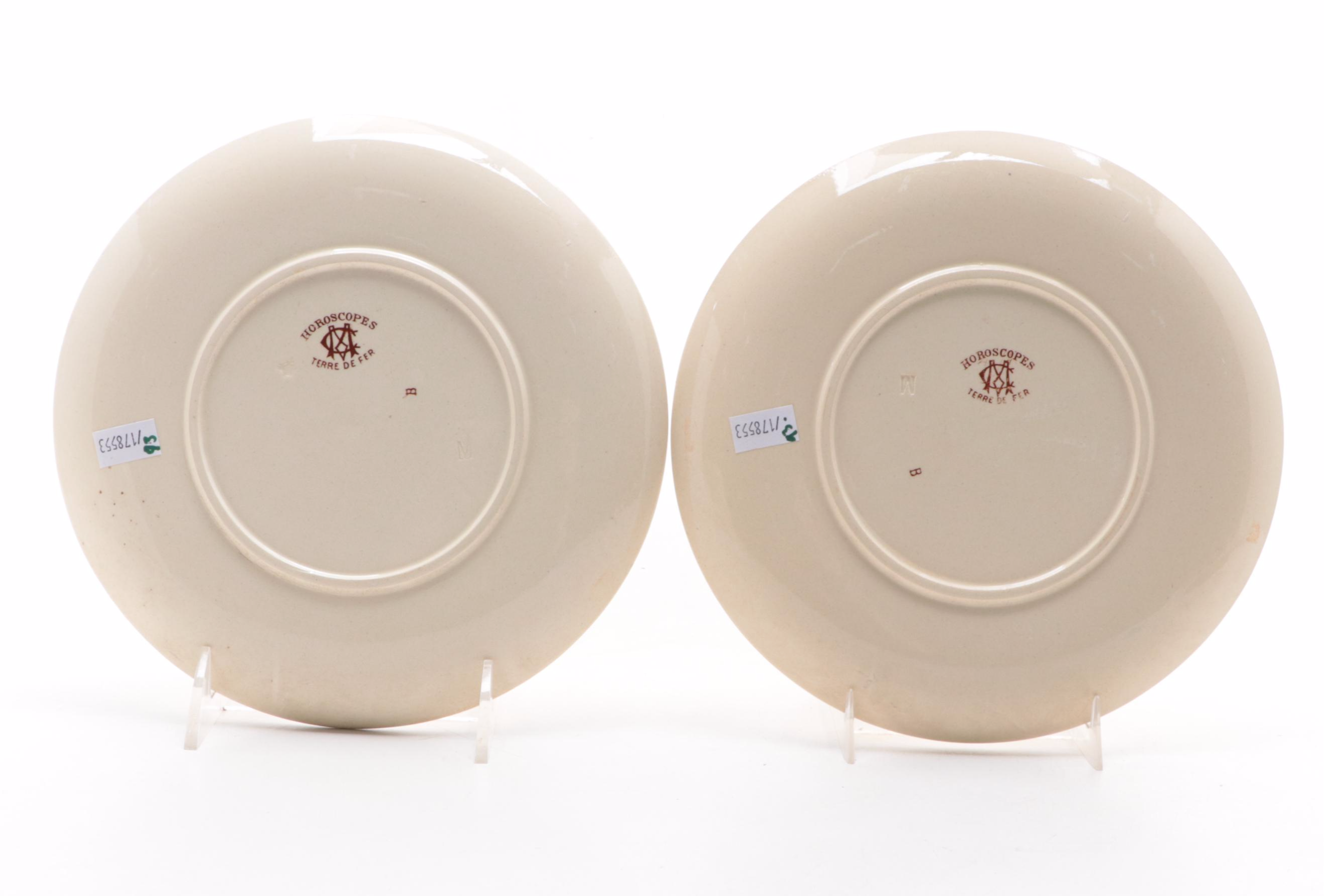 Creil et Montereau "Horoscopes" Ironstone Cancer and Libra Collector Plates