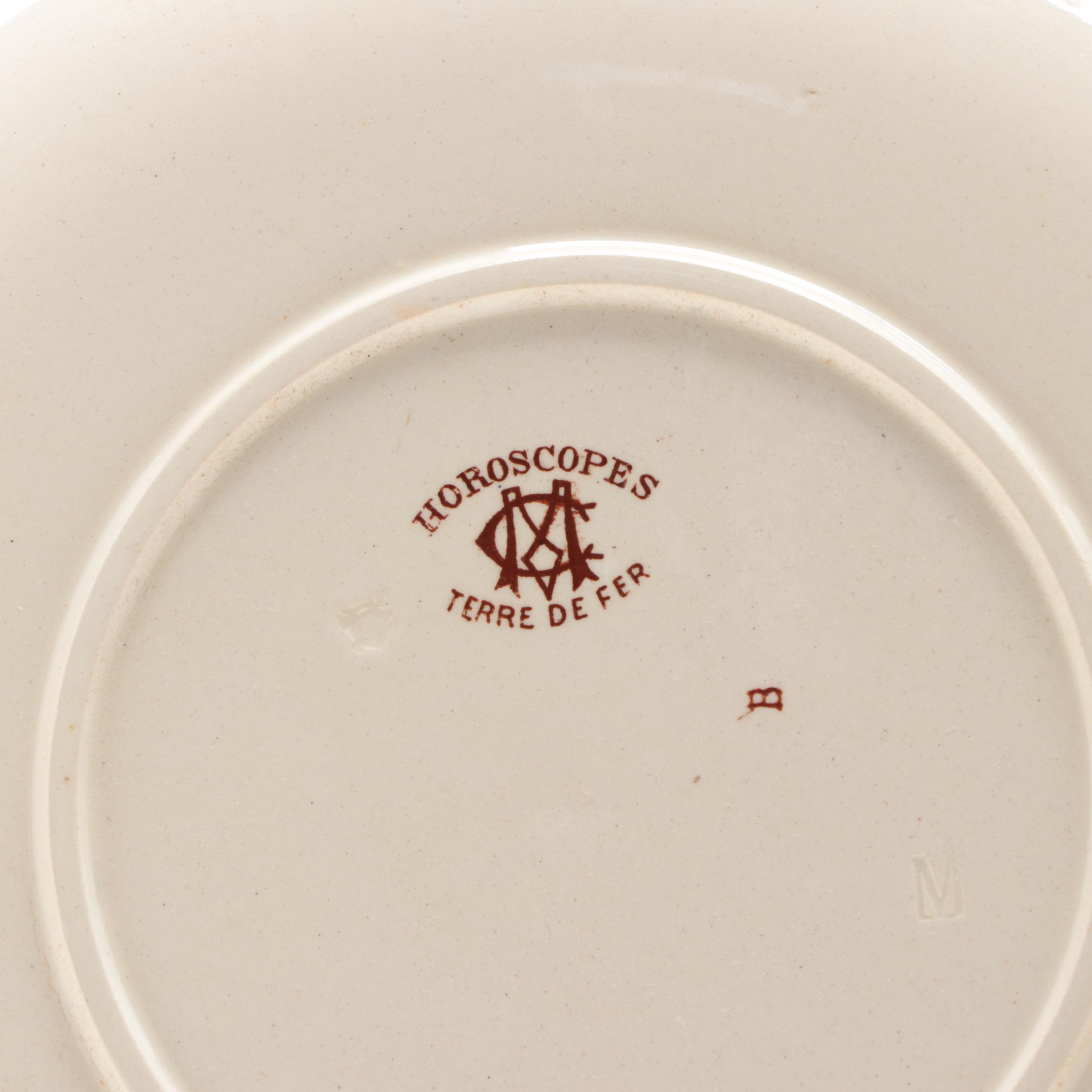 Creil et Montereau "Horoscopes" Ironstone Cancer and Libra Collector Plates