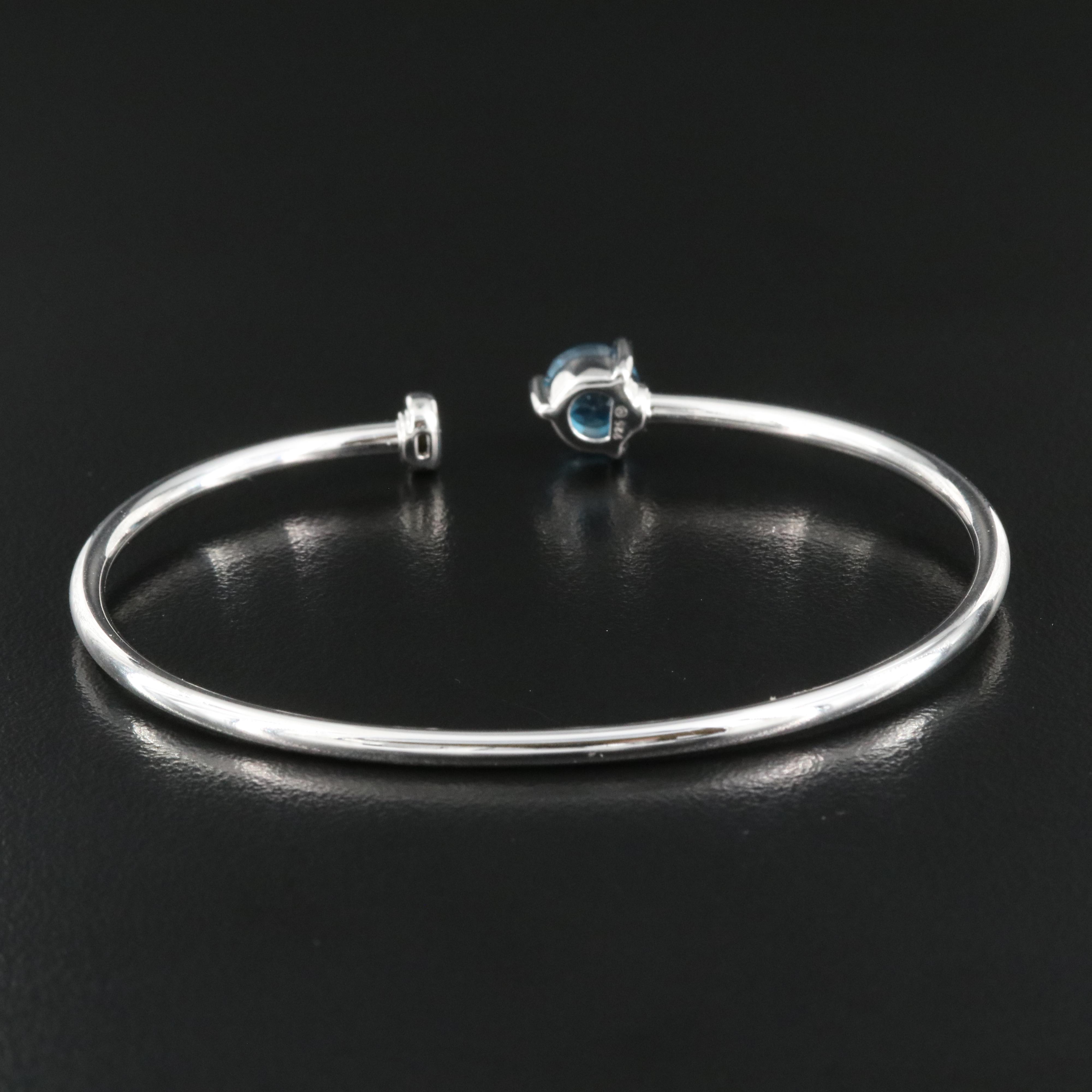 Sterling London Blue Topaz and Diamond Torque Bangle
