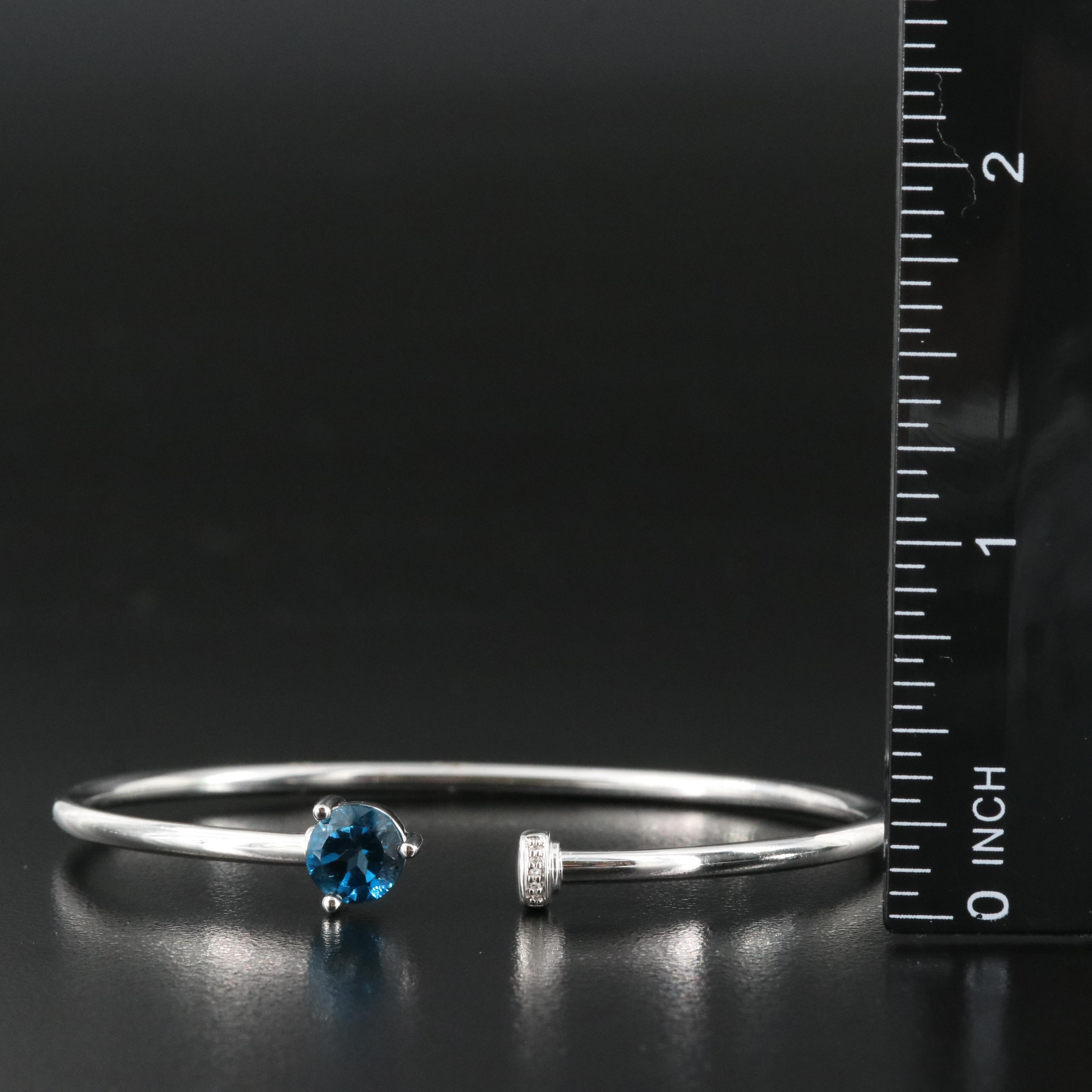 Sterling London Blue Topaz and Diamond Torque Bangle