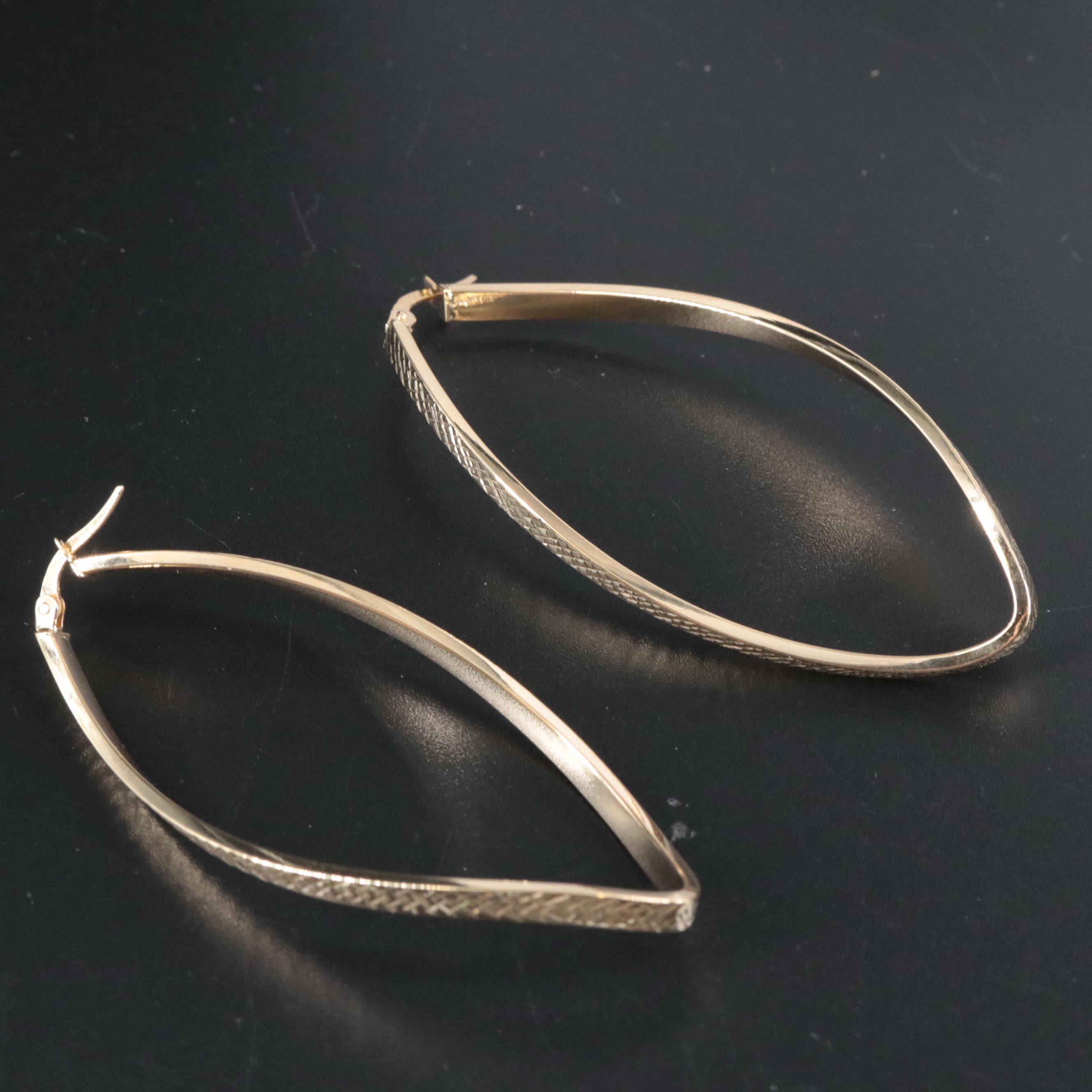 14K Elongated Hoop Earrings
