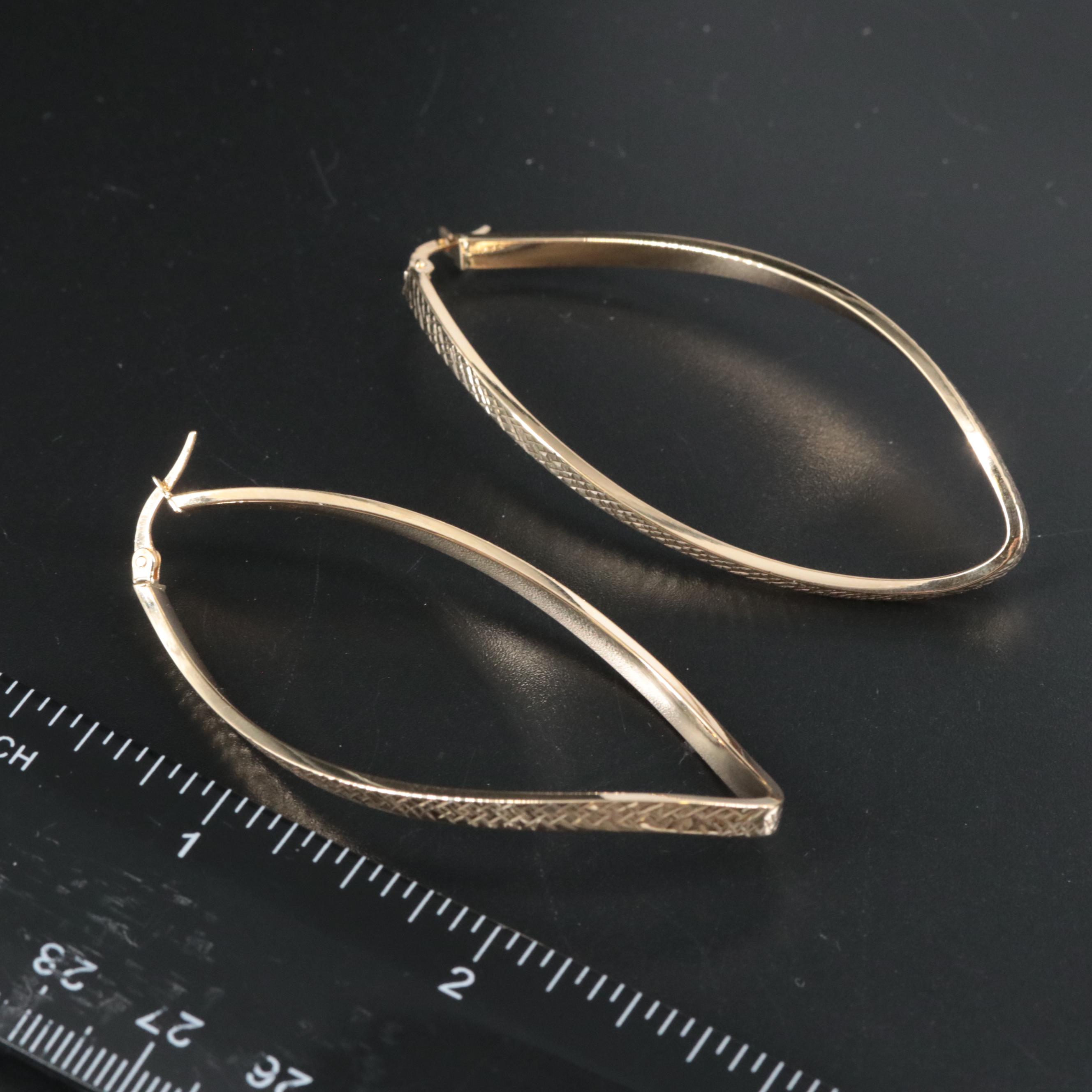 14K Elongated Hoop Earrings