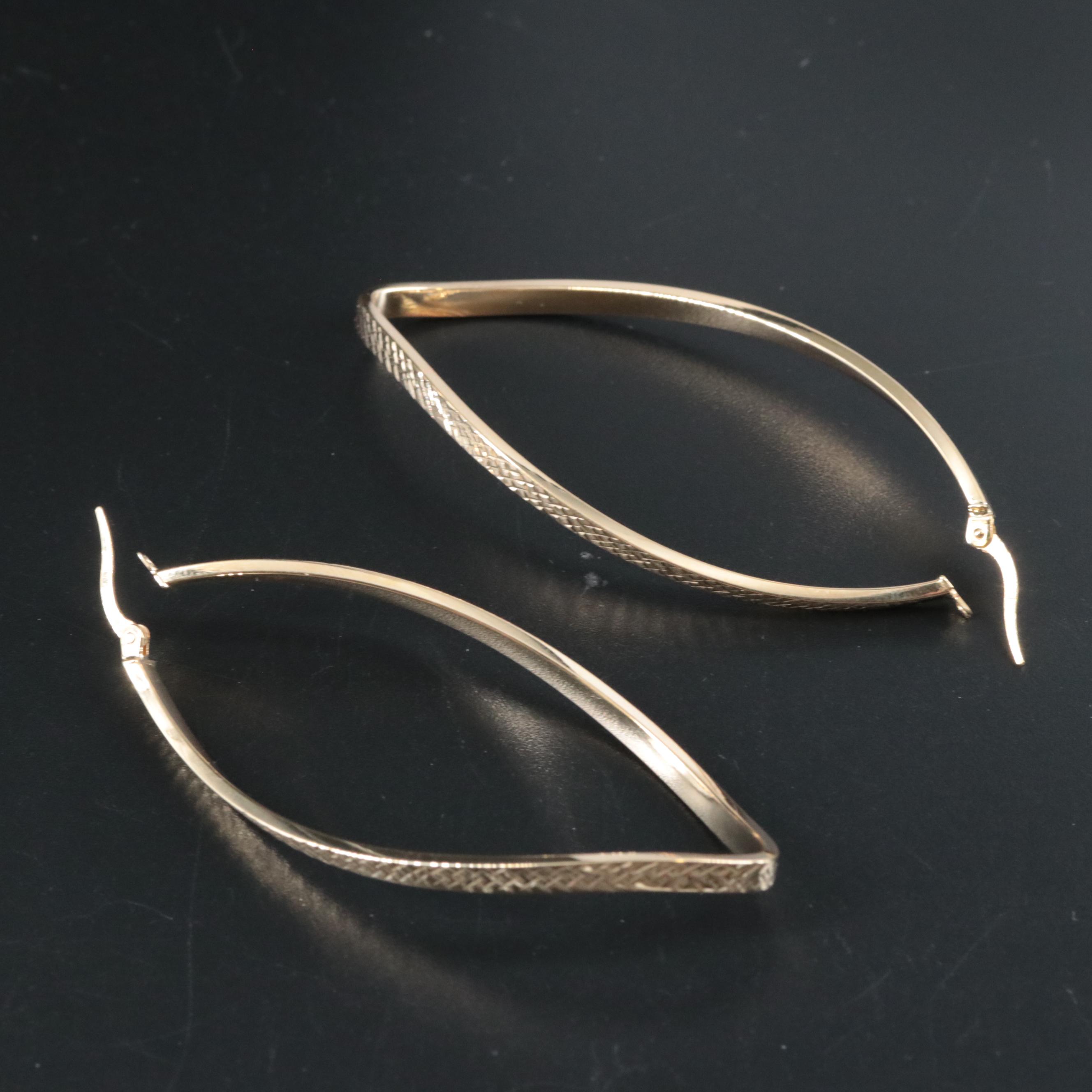 14K Elongated Hoop Earrings