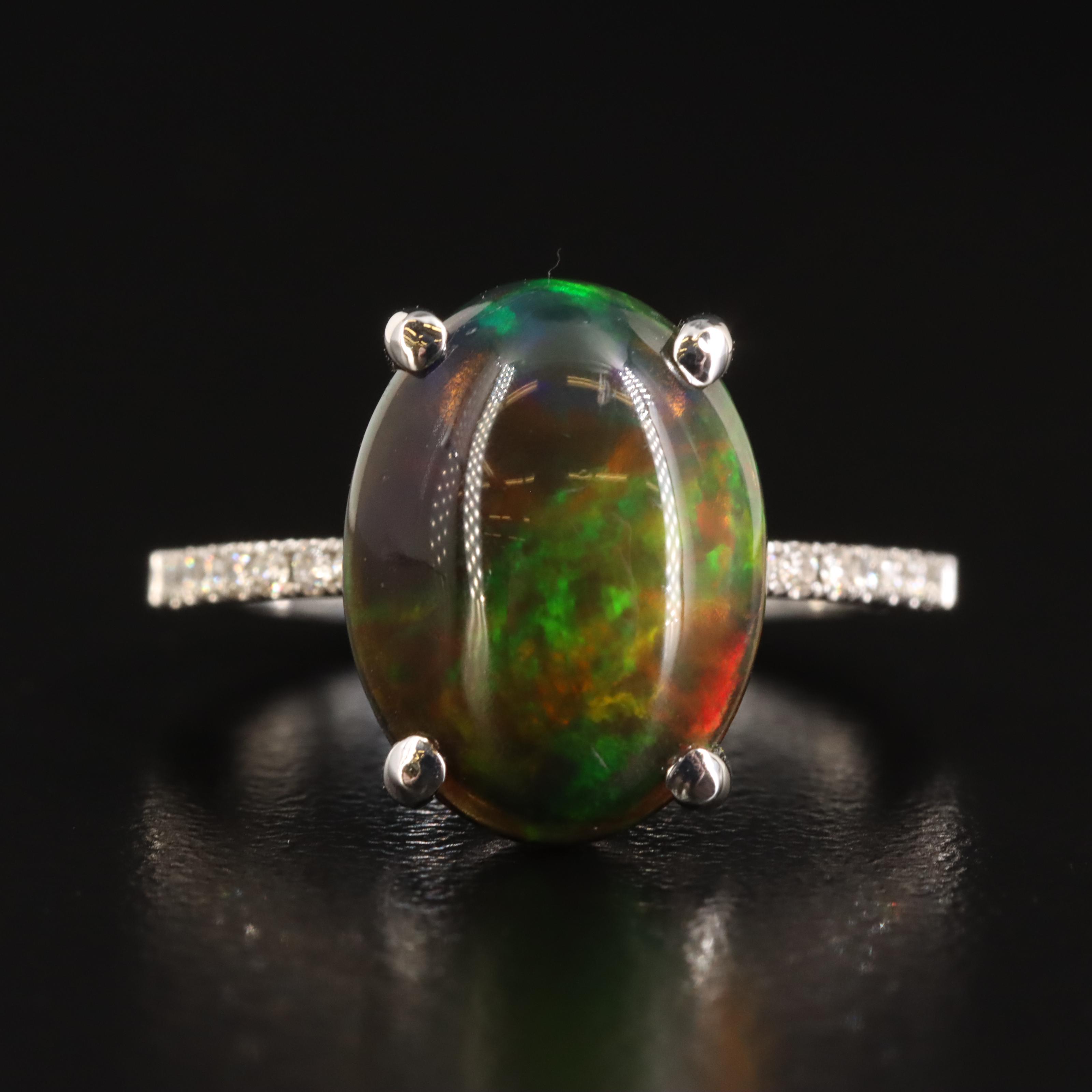 14K Opal and Diamond Ring