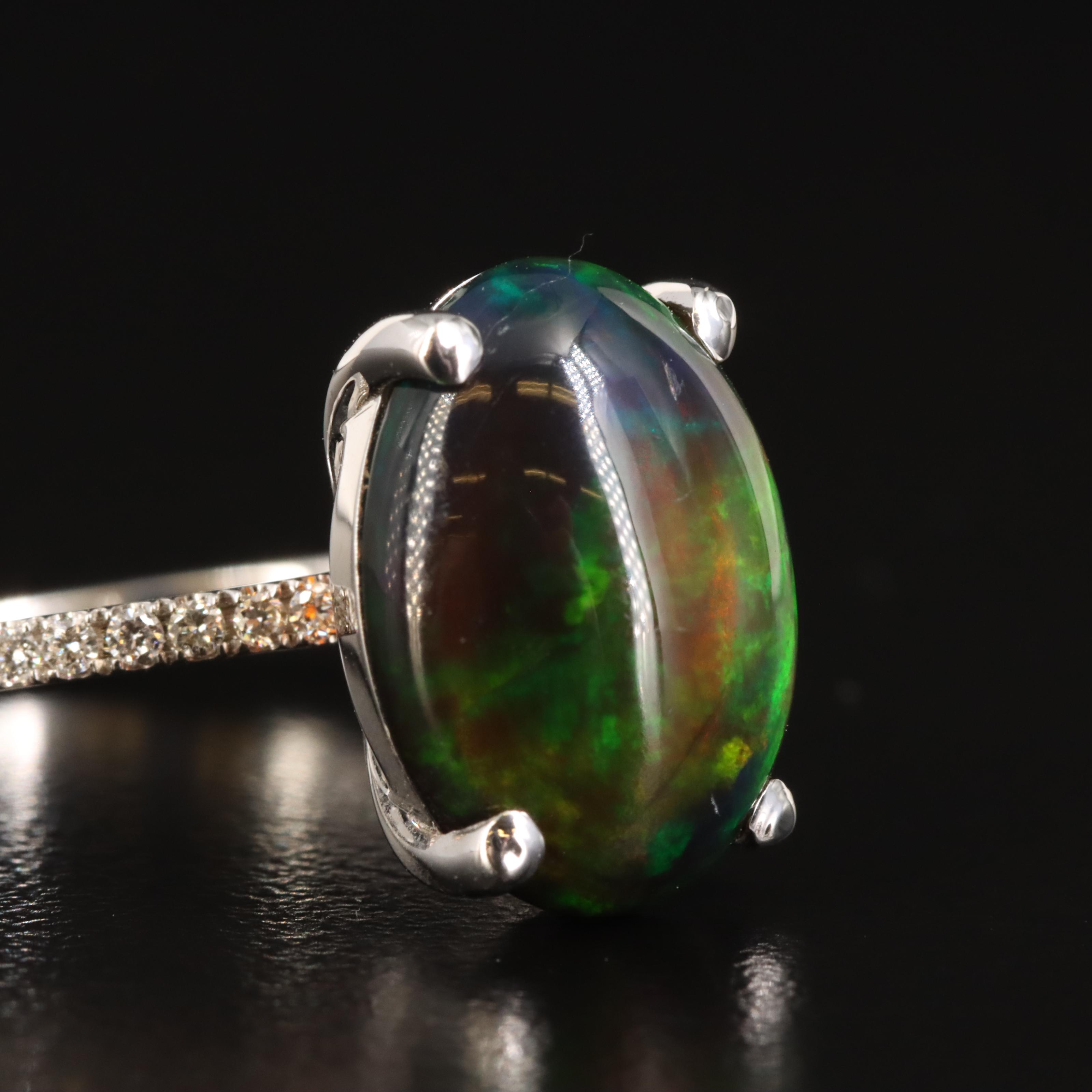 14K Opal and Diamond Ring