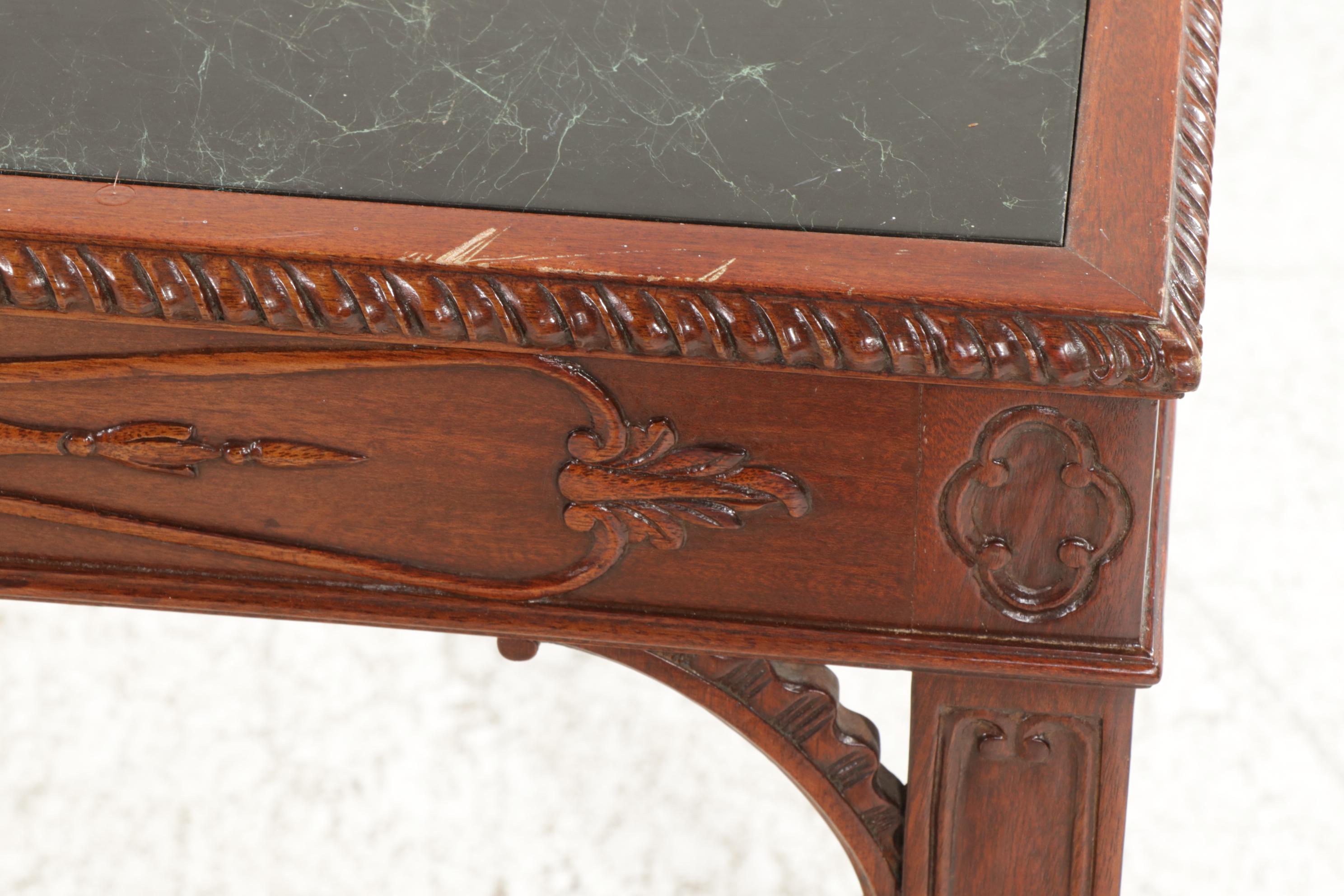 Hickory Furniture George III Style Mahogany and Faux Marble Top Console Table