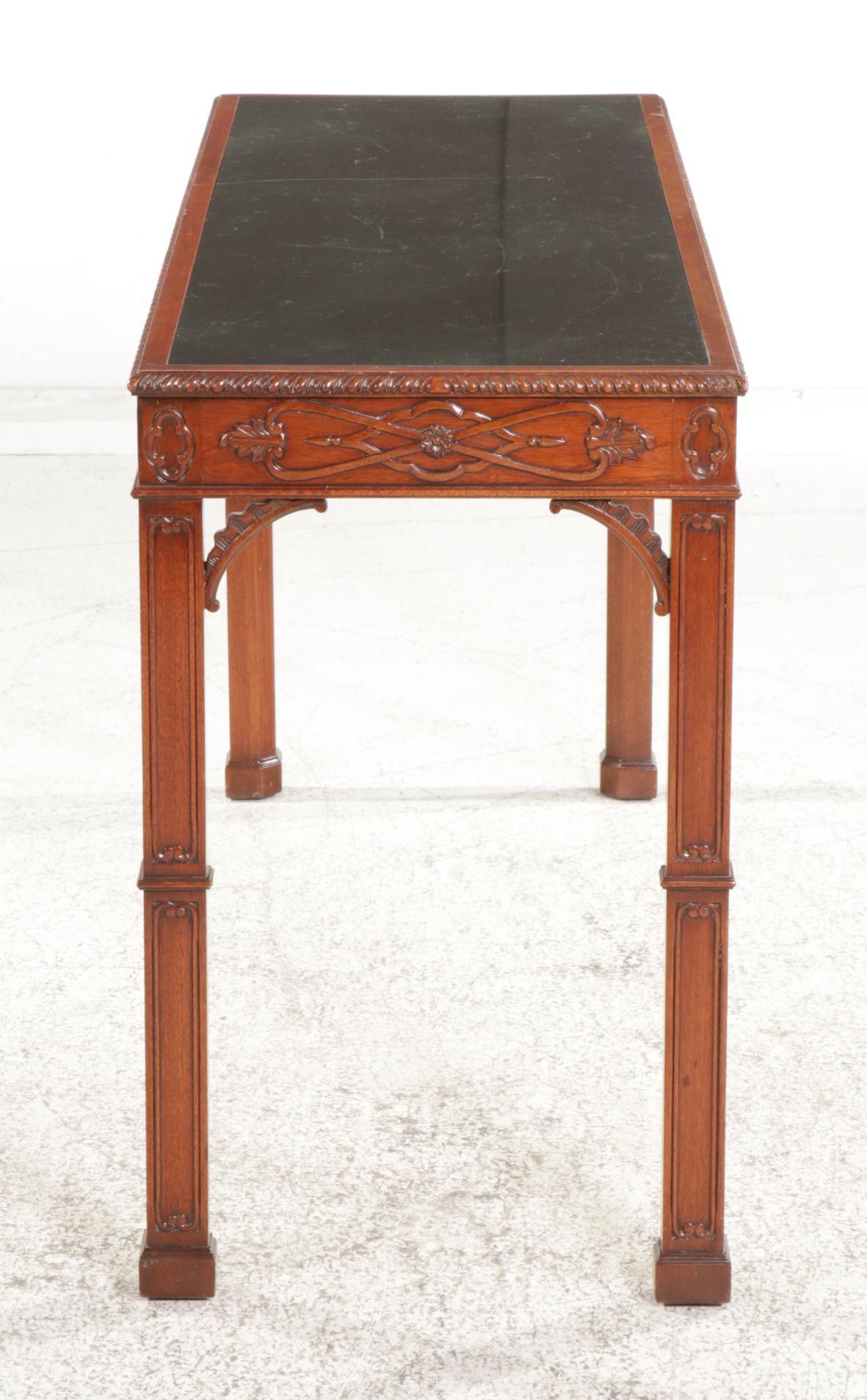 Hickory Furniture George III Style Mahogany and Faux Marble Top Console Table