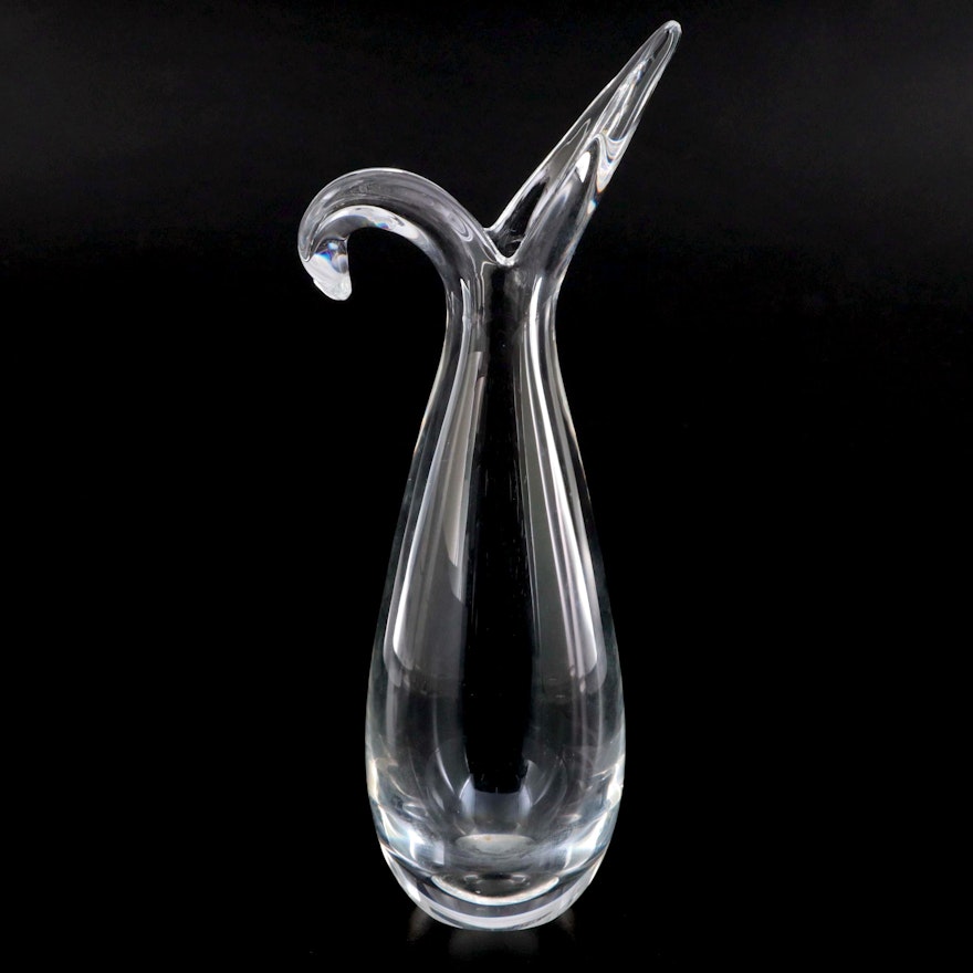 Steuben Art Glass Vase with Sheared Rim Designed by George Thompson, 1957