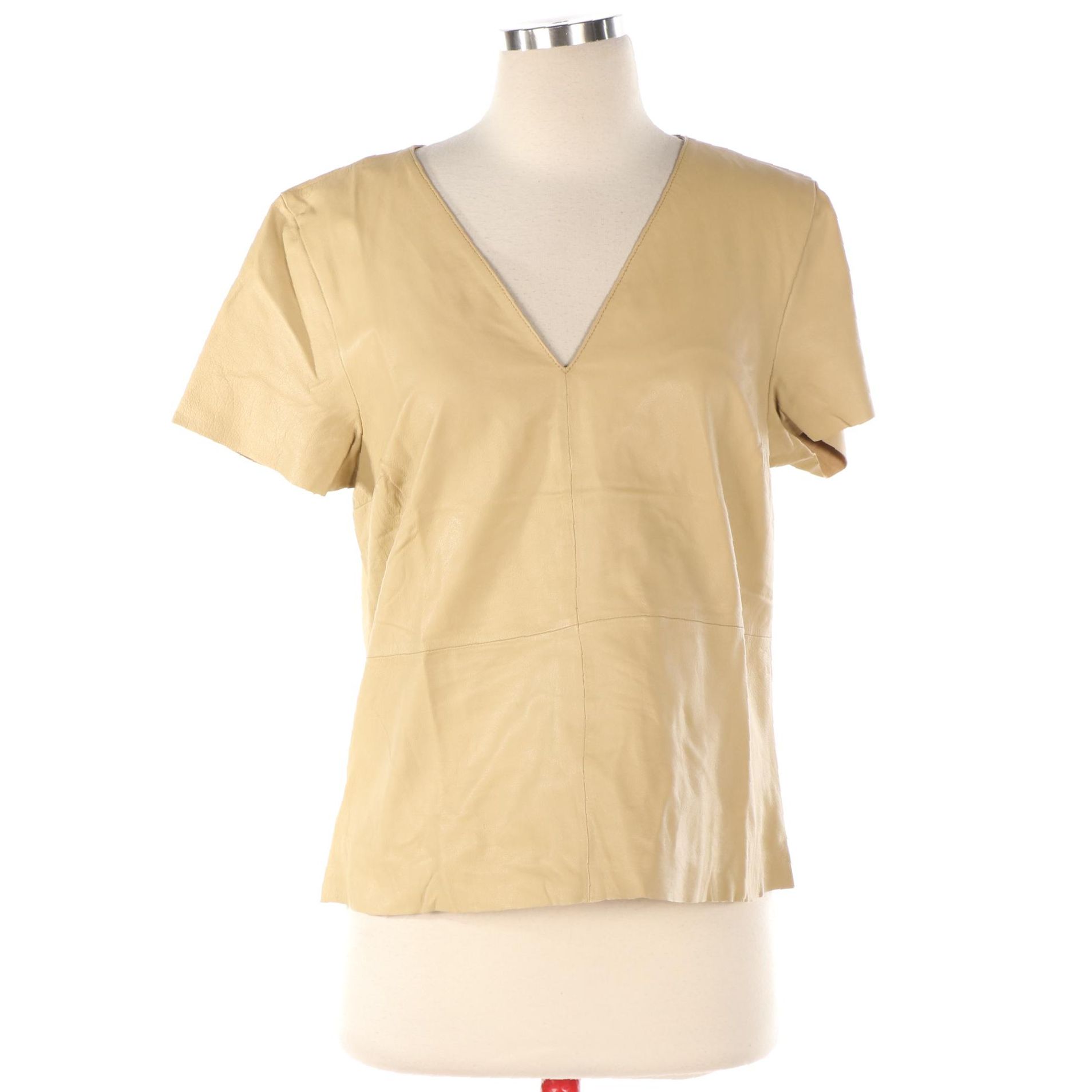 AS by DF Vanguard Leather V-Neck Top, NWT