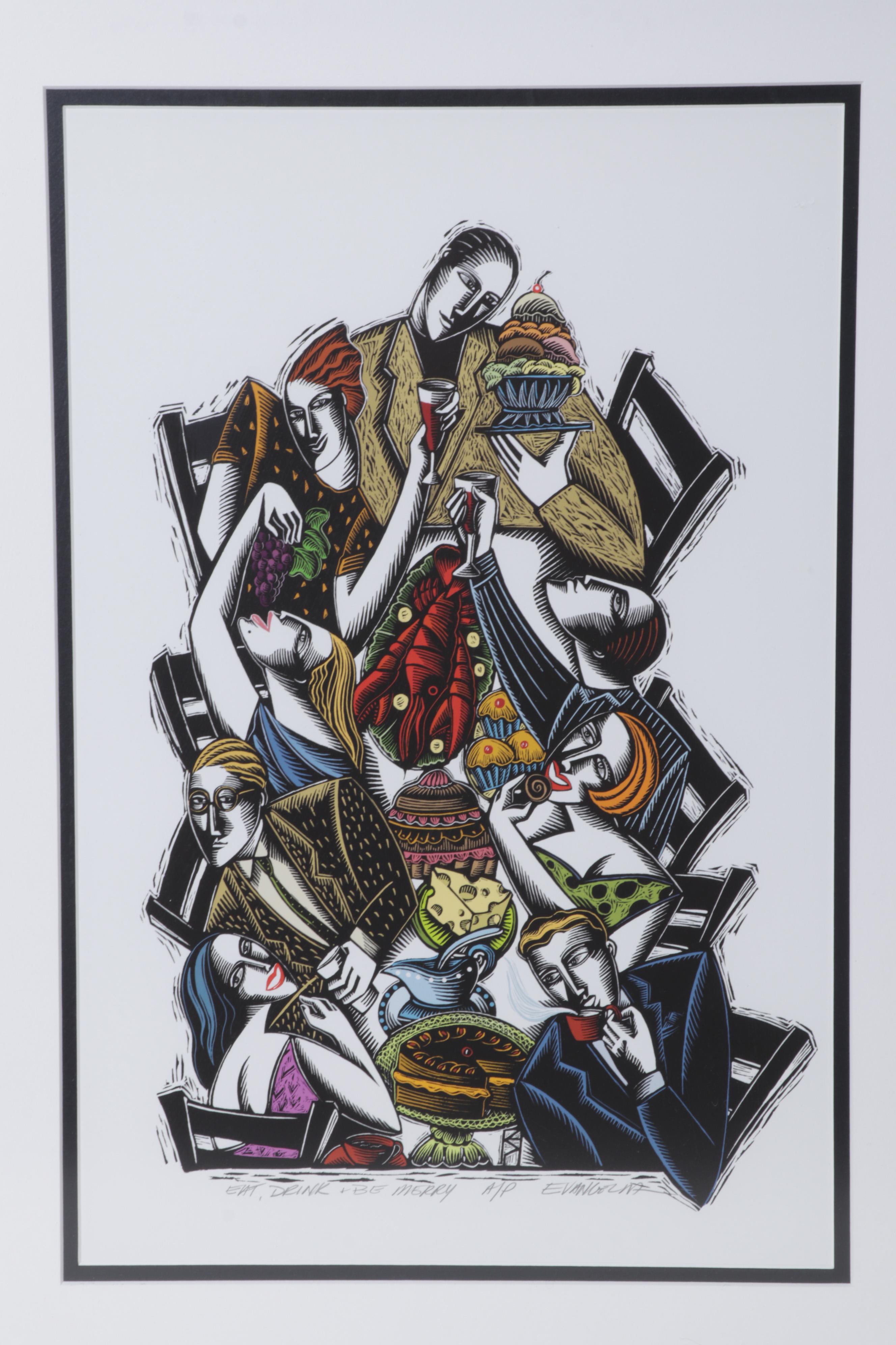 Evangelia Philippidis Giclées "Eat, Drink, and Be Merry" and "The Europeans"