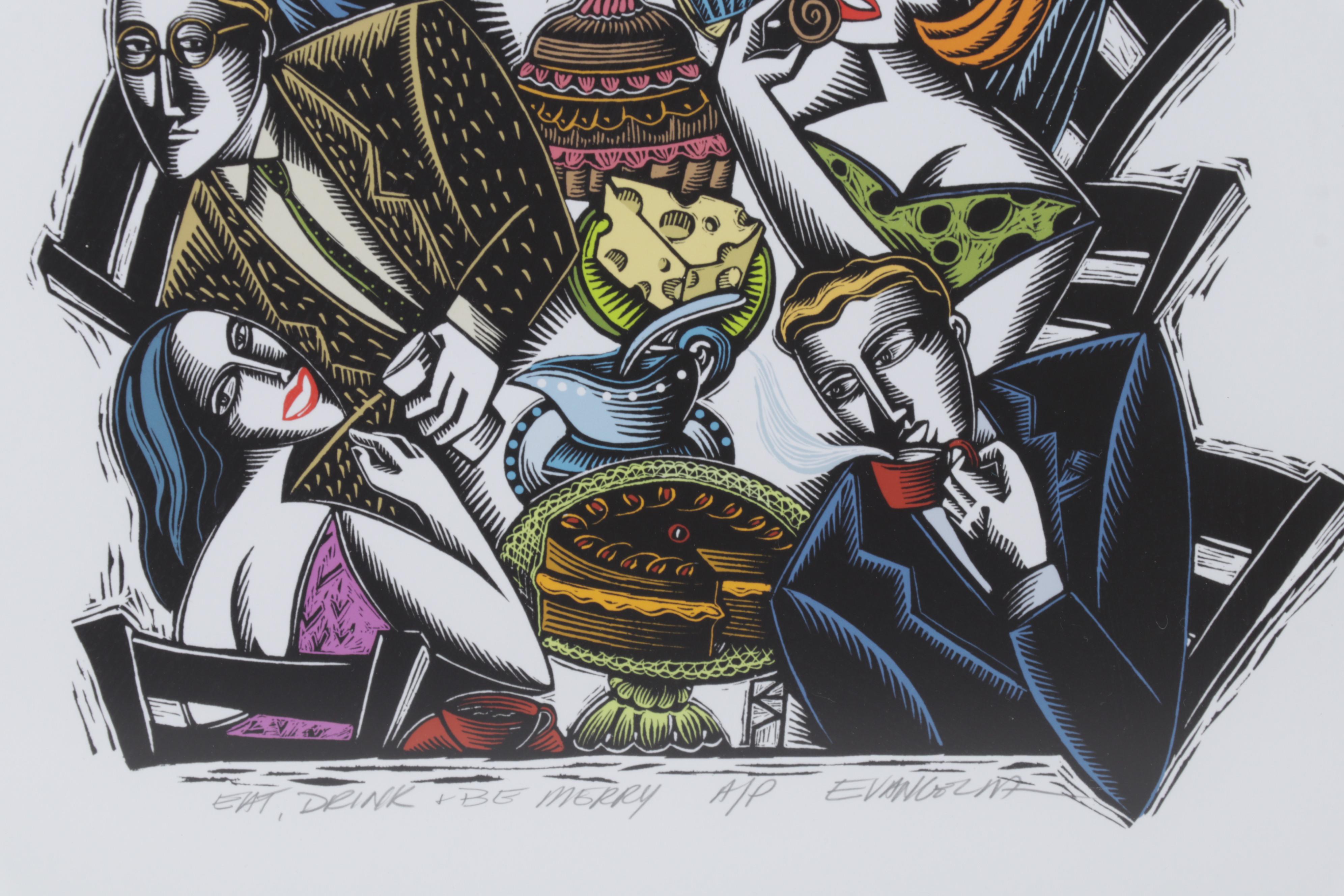 Evangelia Philippidis Giclées "Eat, Drink, and Be Merry" and "The Europeans"