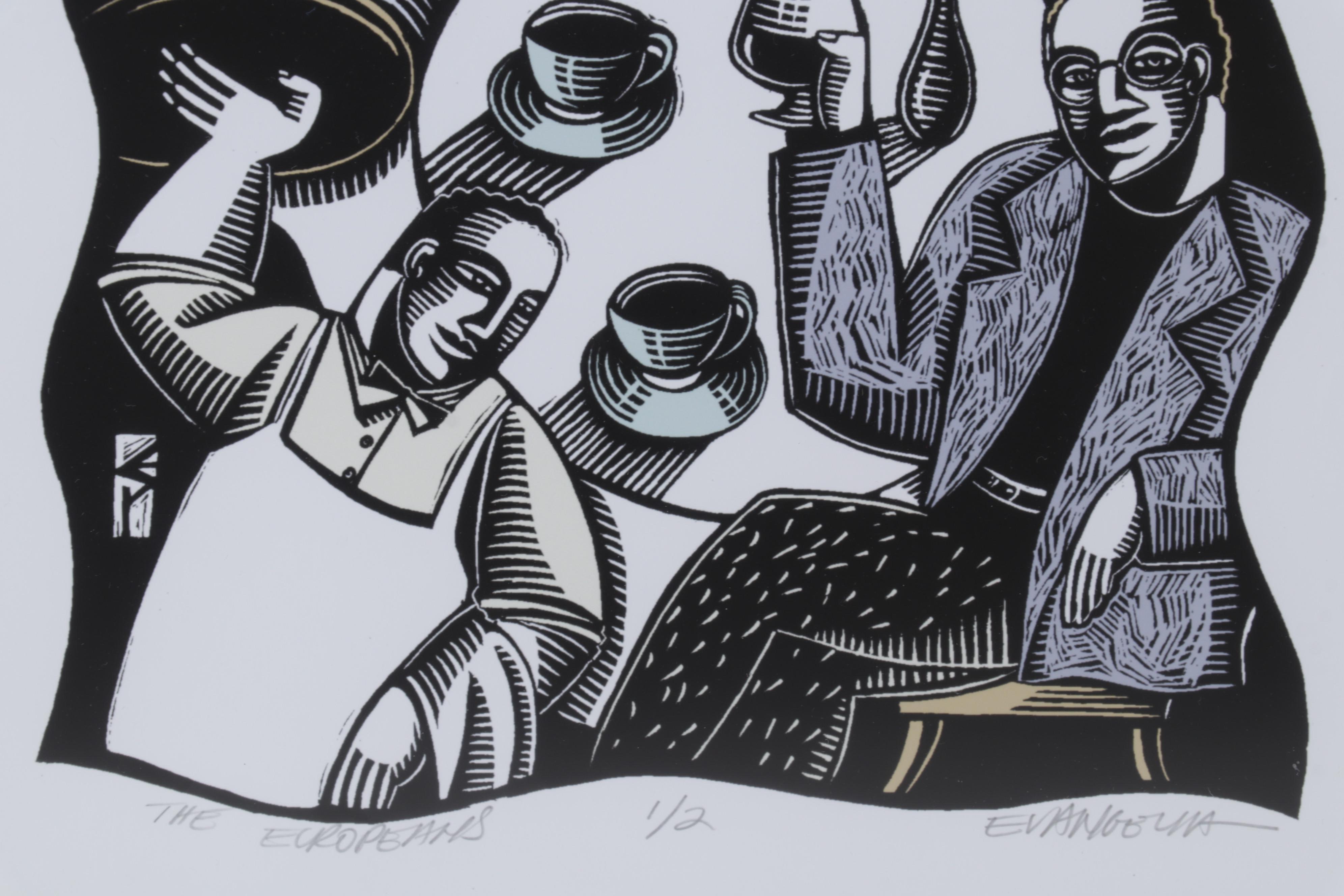 Evangelia Philippidis Giclées "Eat, Drink, and Be Merry" and "The Europeans"