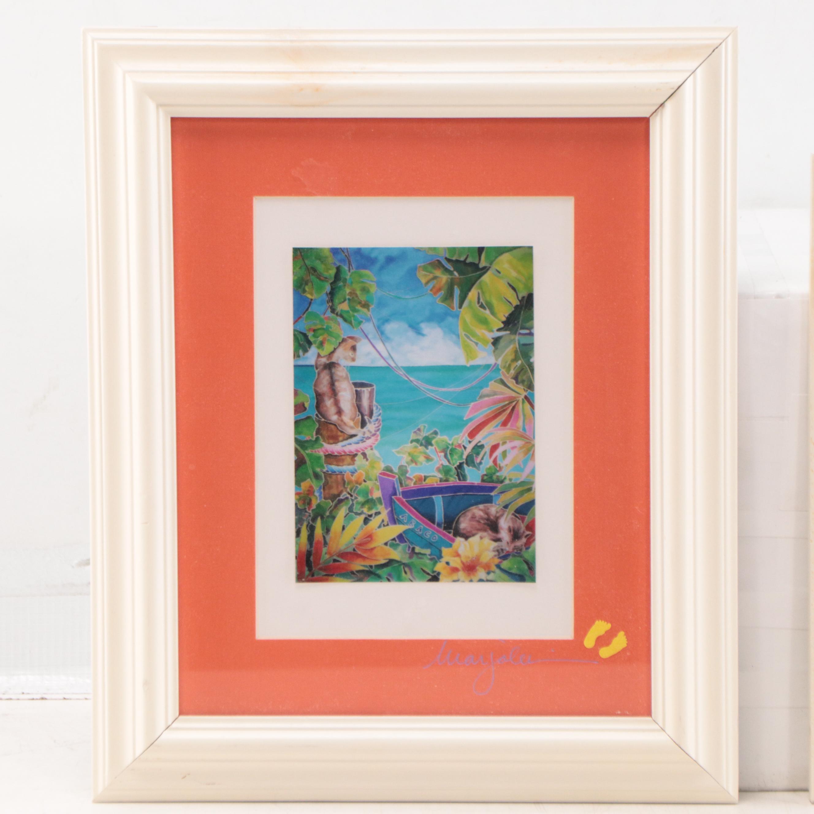 Marjolein Scott Digital Prints of Tropical Scenes With Cats, 21st Century