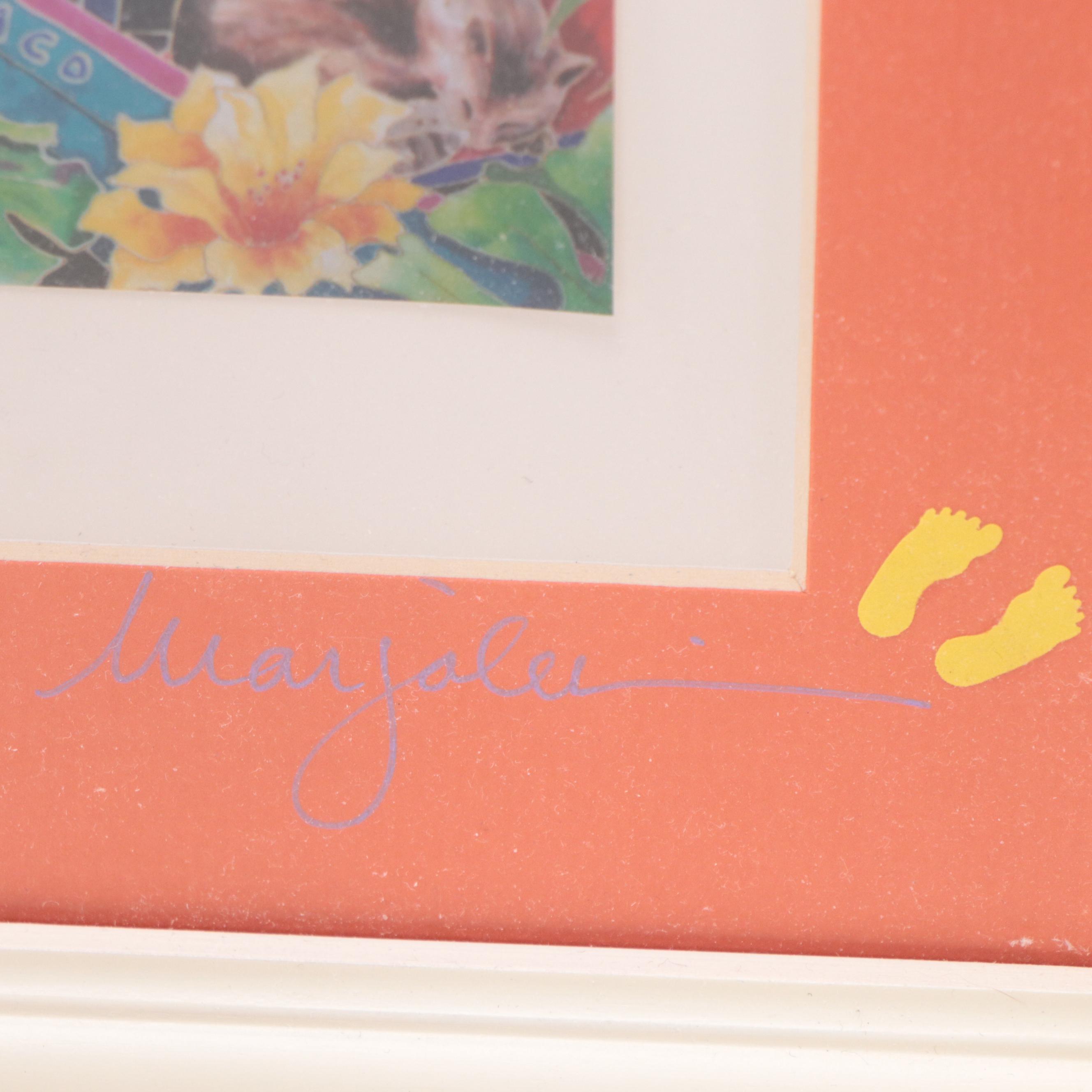 Marjolein Scott Digital Prints of Tropical Scenes With Cats, 21st Century