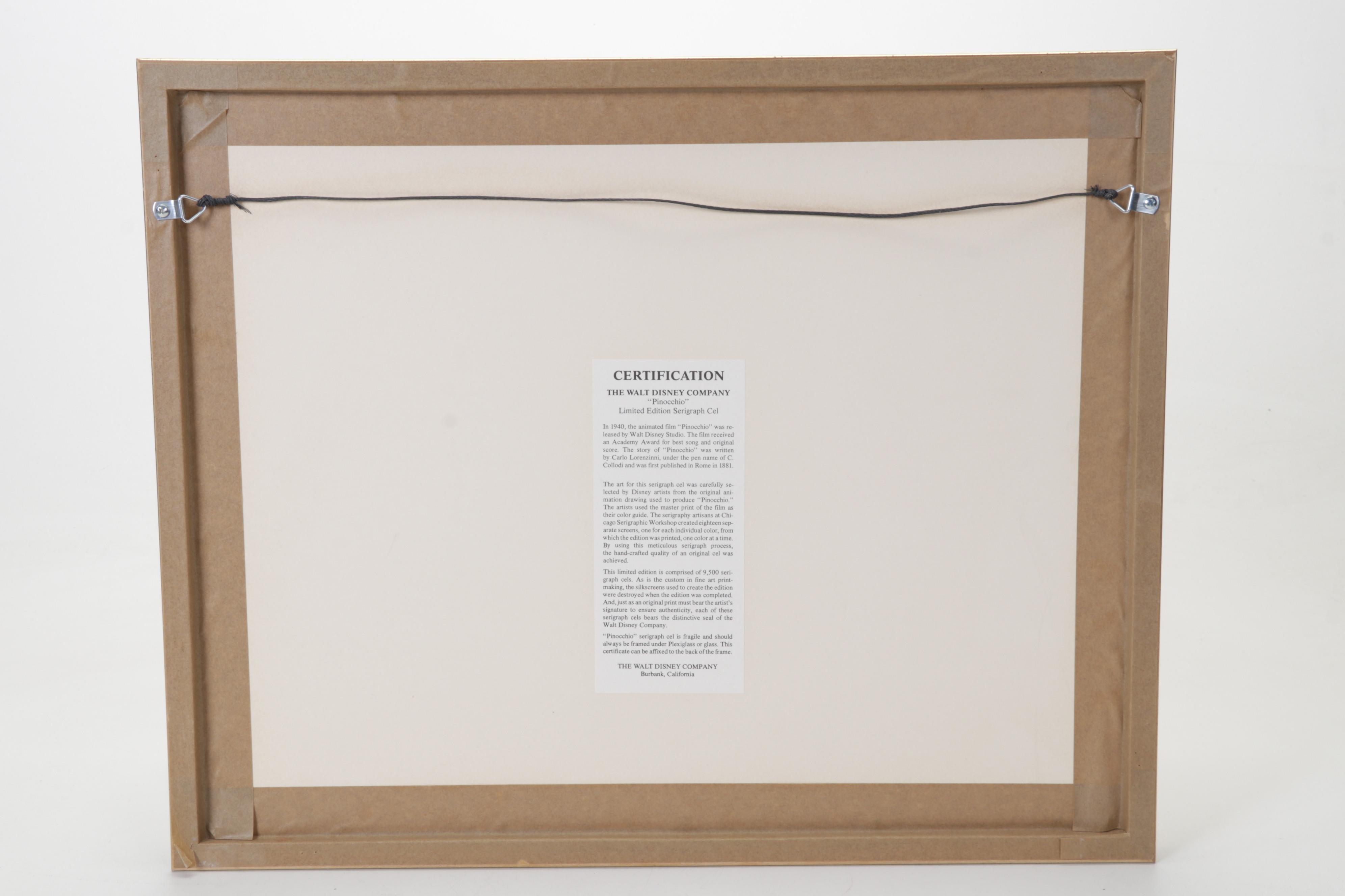 Walt Disney Company "Pinocchio" Animation Serigraph Cel, Circa 2000