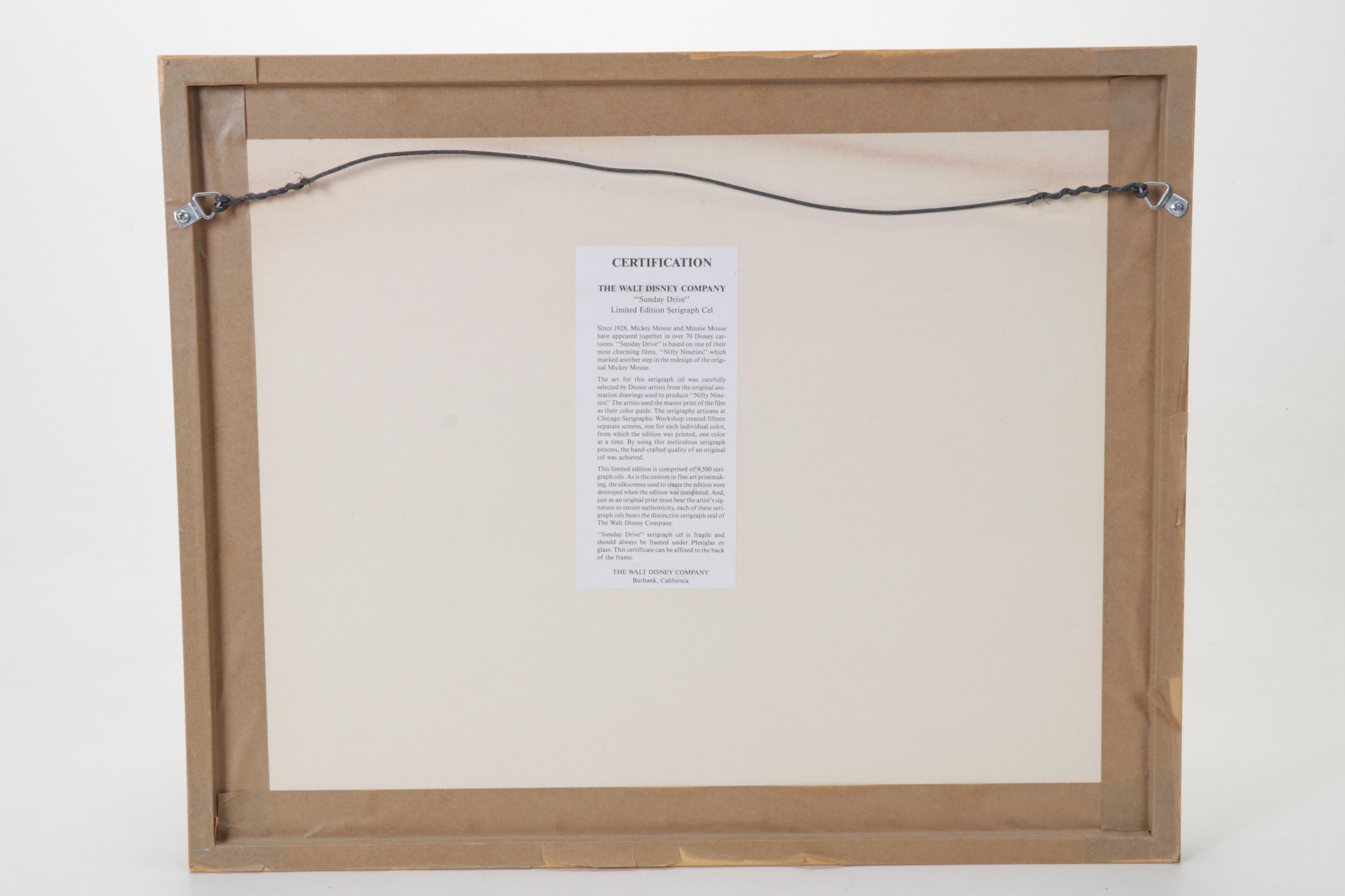 Walt Disney Company "Sunday Drive" Animation Serigraph Cel, Circa 2003