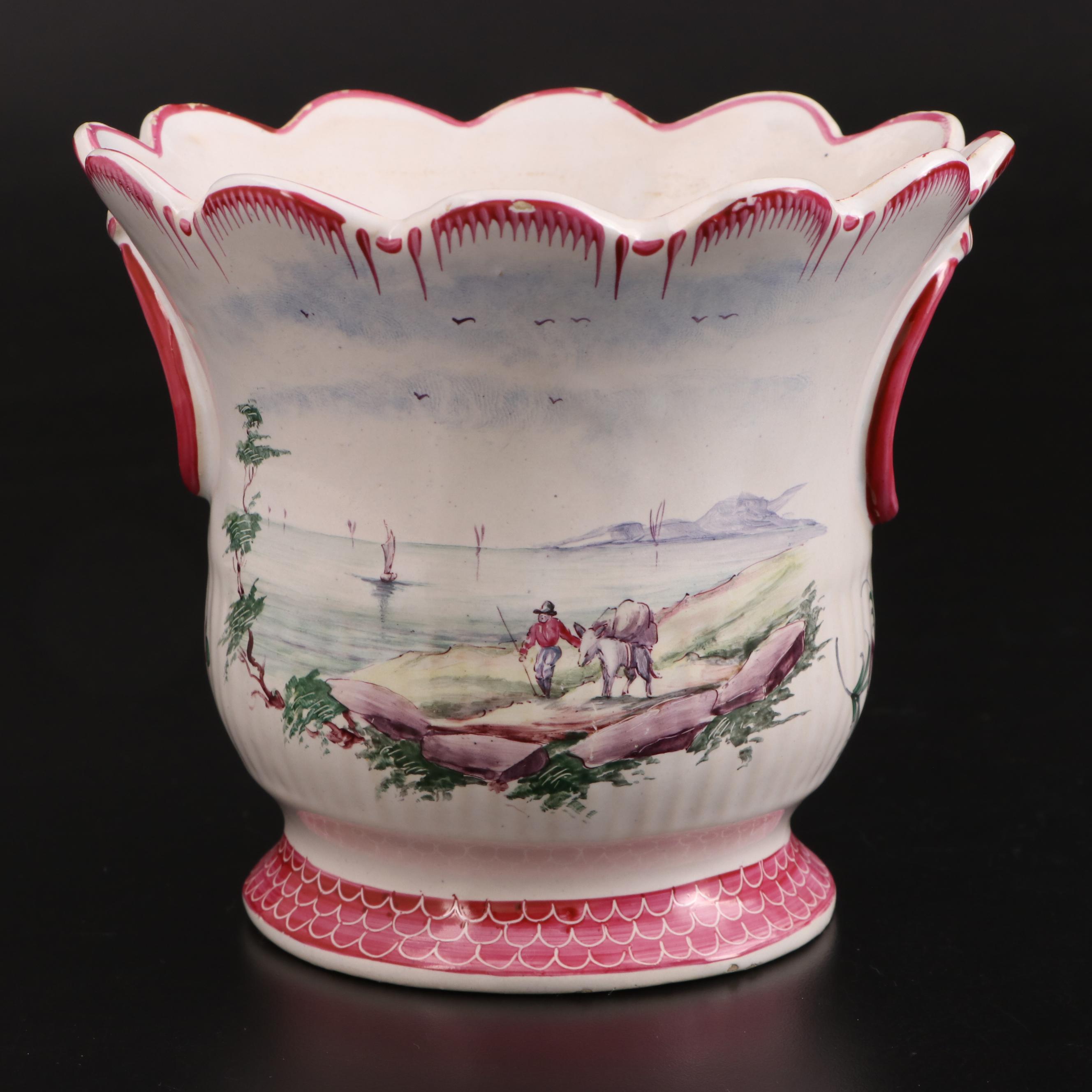 Pair of French Faience Cache Pots