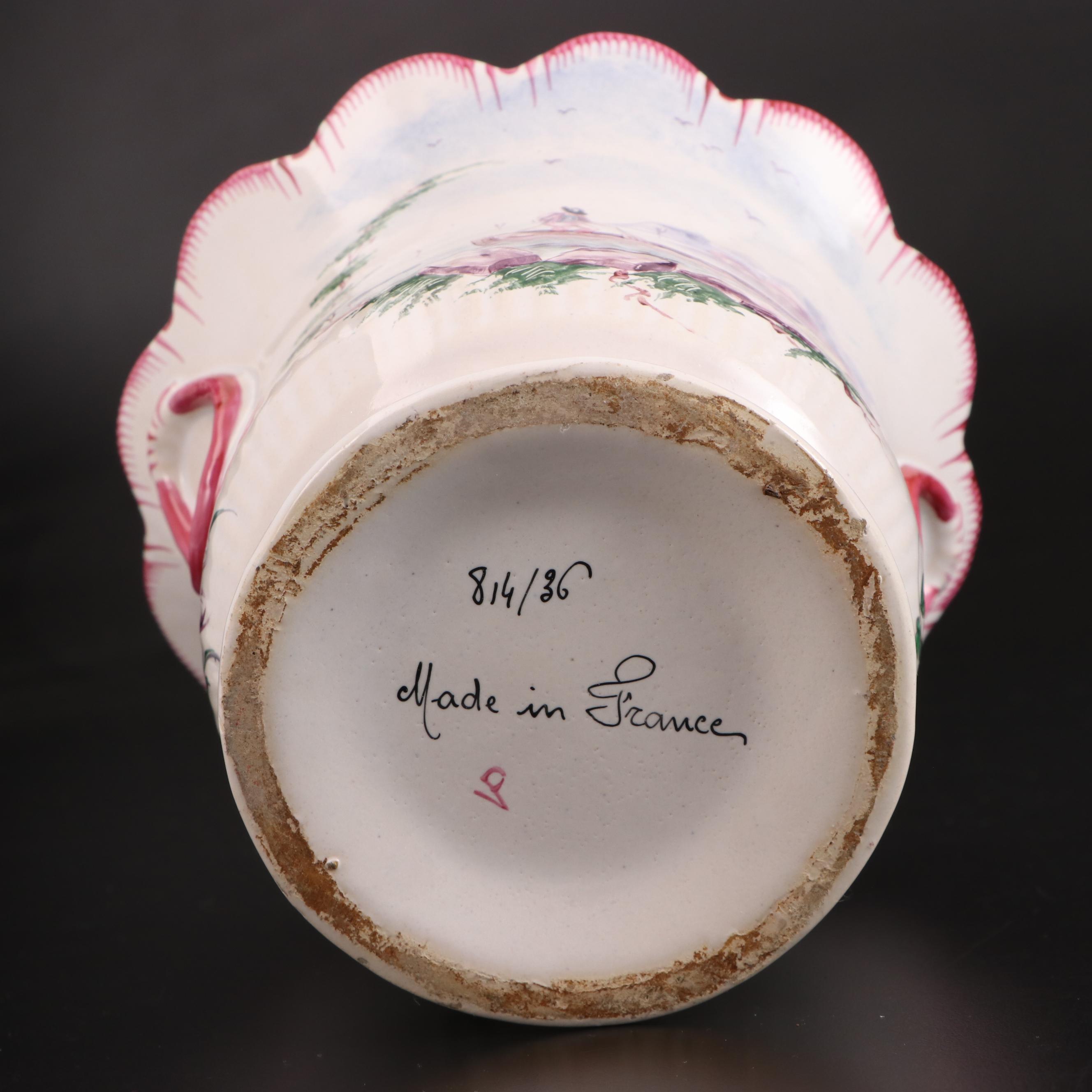 Pair of French Faience Cache Pots