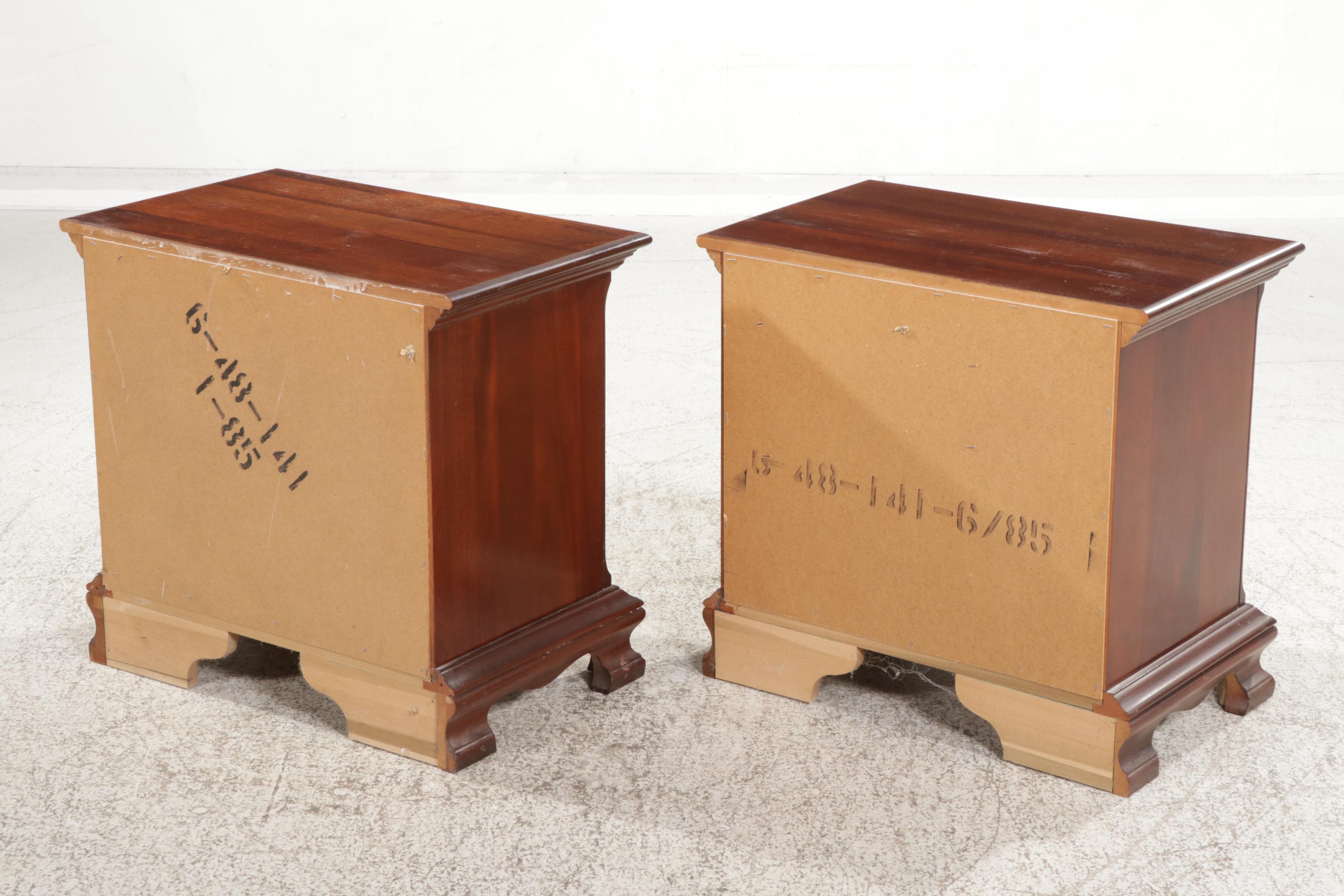 Pair of Kincaid Chippendale Style Cherry Nightstands, Late 20th Century