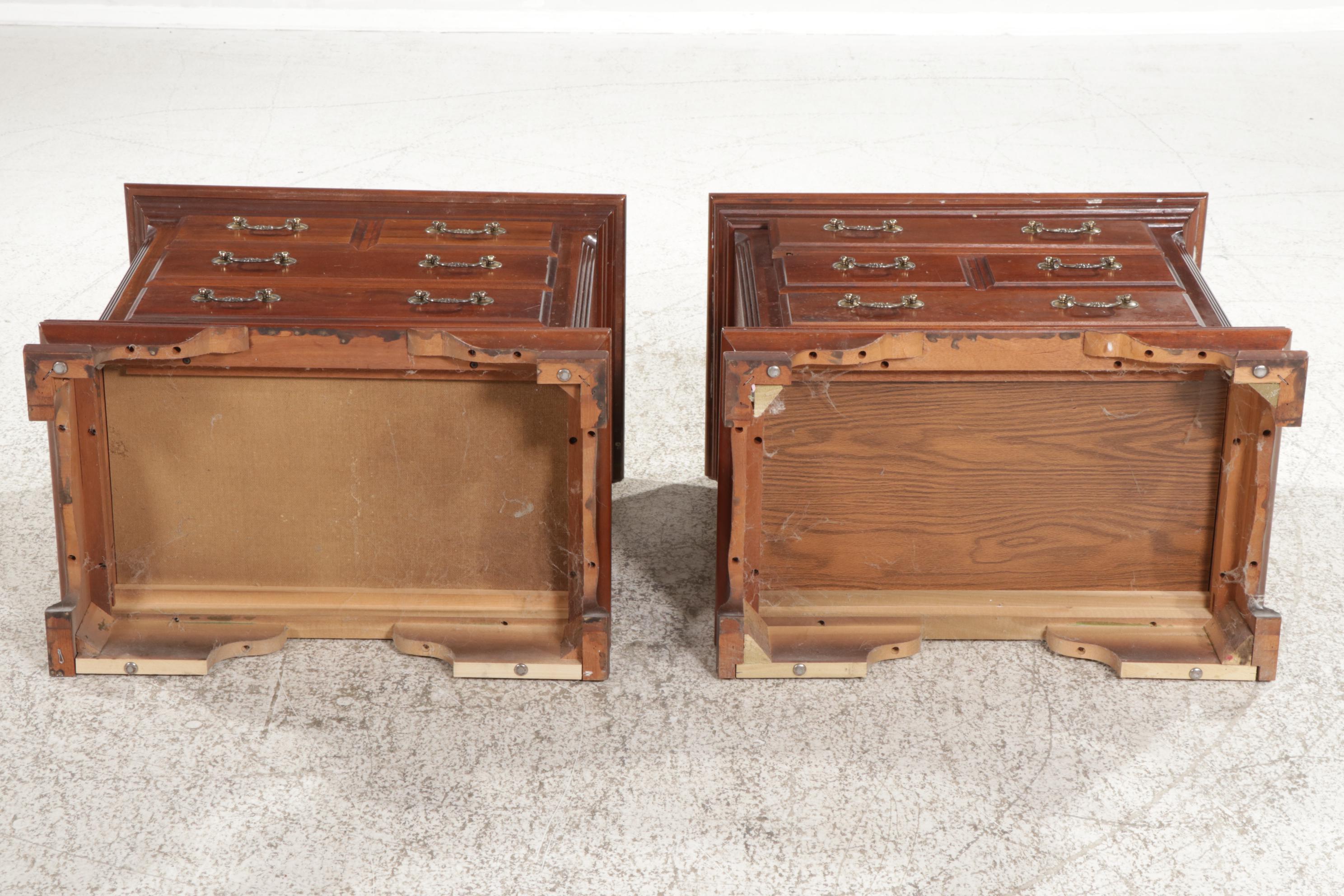 Pair of Kincaid Chippendale Style Cherry Nightstands, Late 20th Century