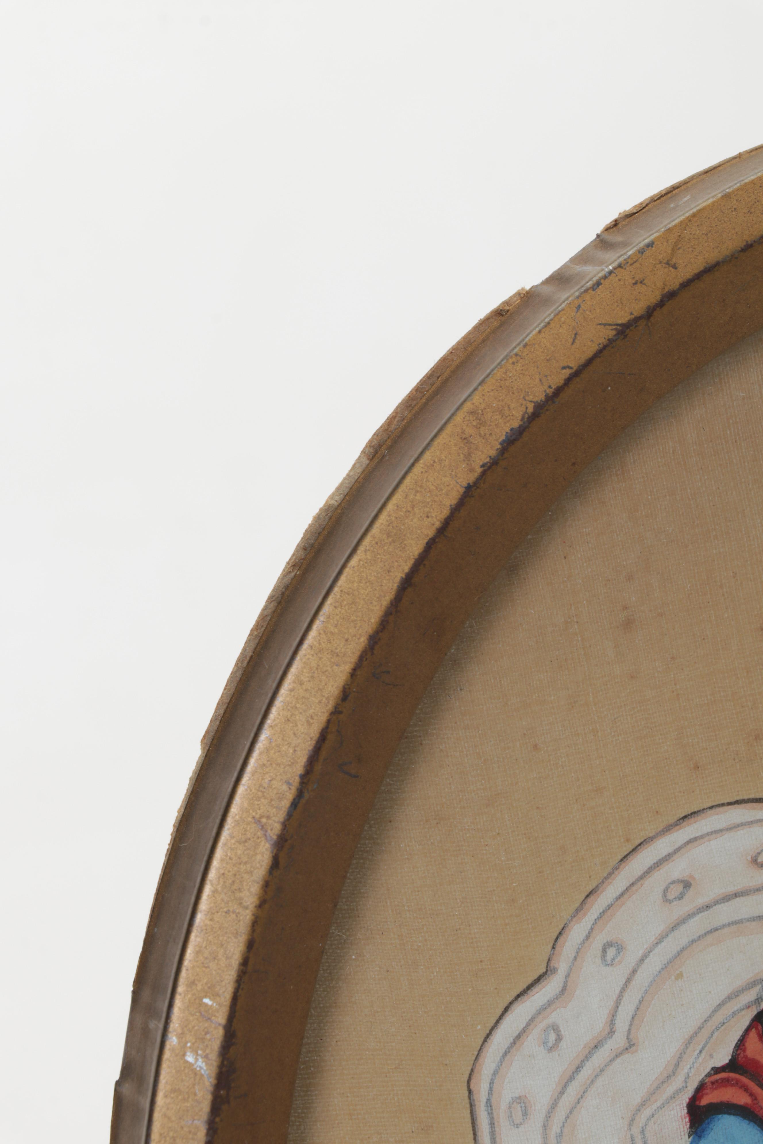 Chinese Female Portrait Gouache Painting on Silk Panel