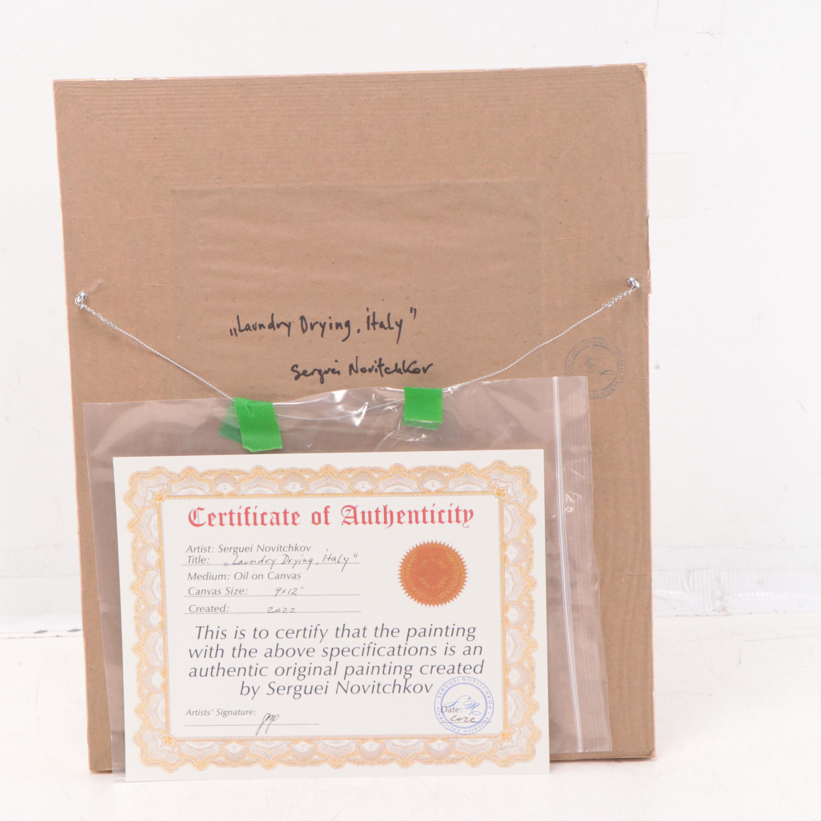 Serguei Novitchkov Oil Painting "Laundry Drying, Italy," 2022