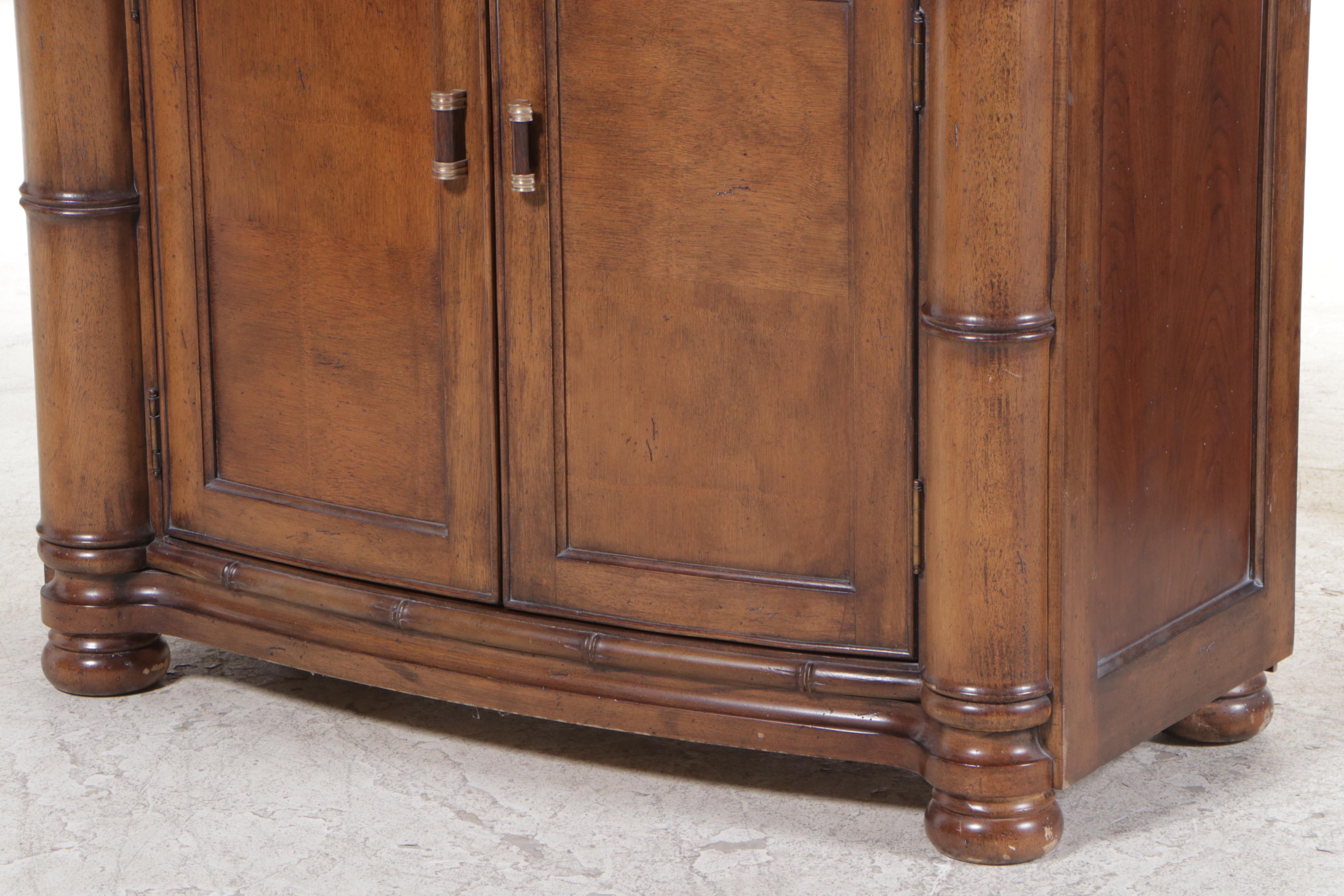 "Sausalito" Faux-Bamboo Bowfront Display Cabinet